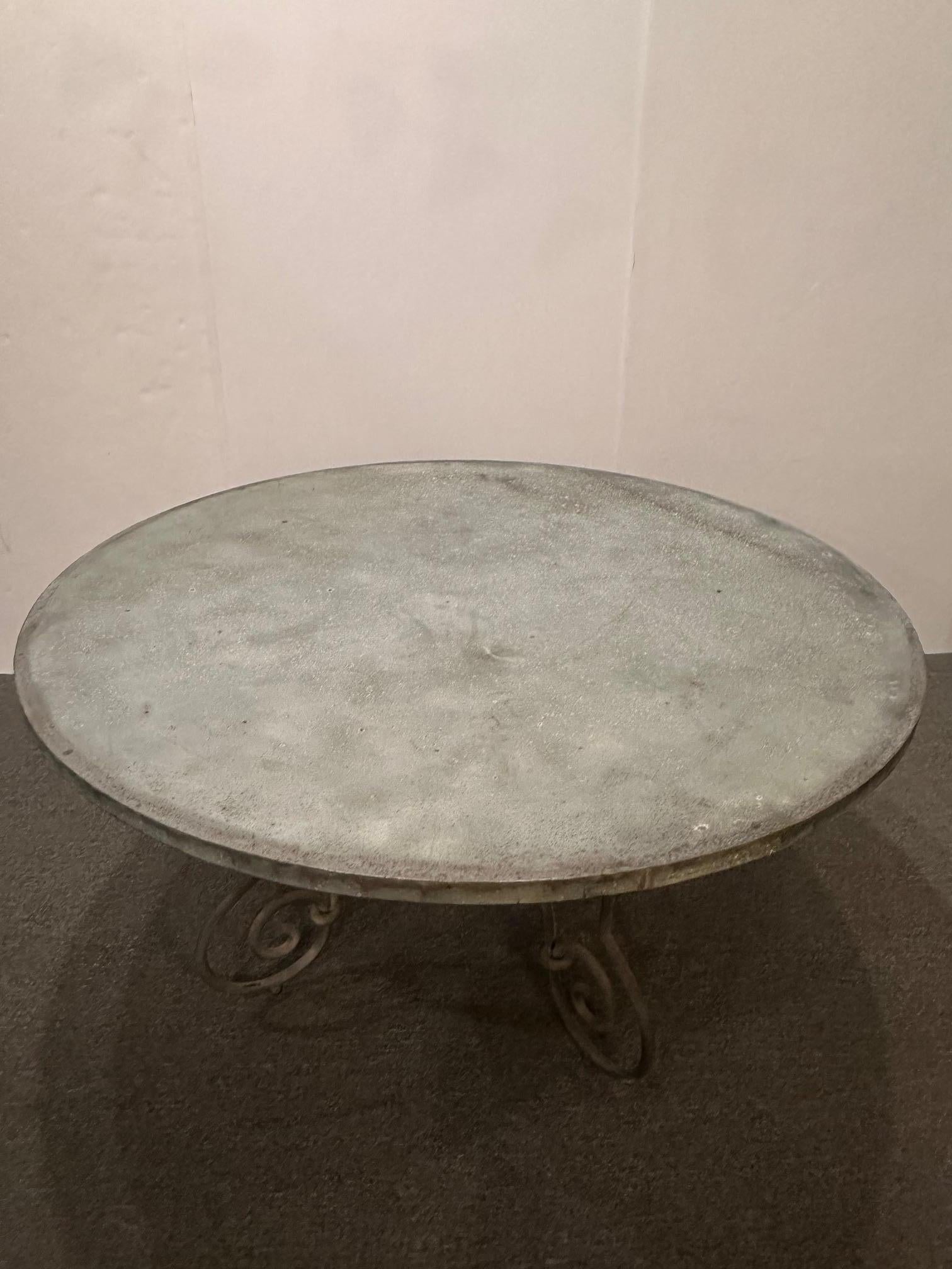 Stunning Large Round Zinc & Iron Dining Table 5