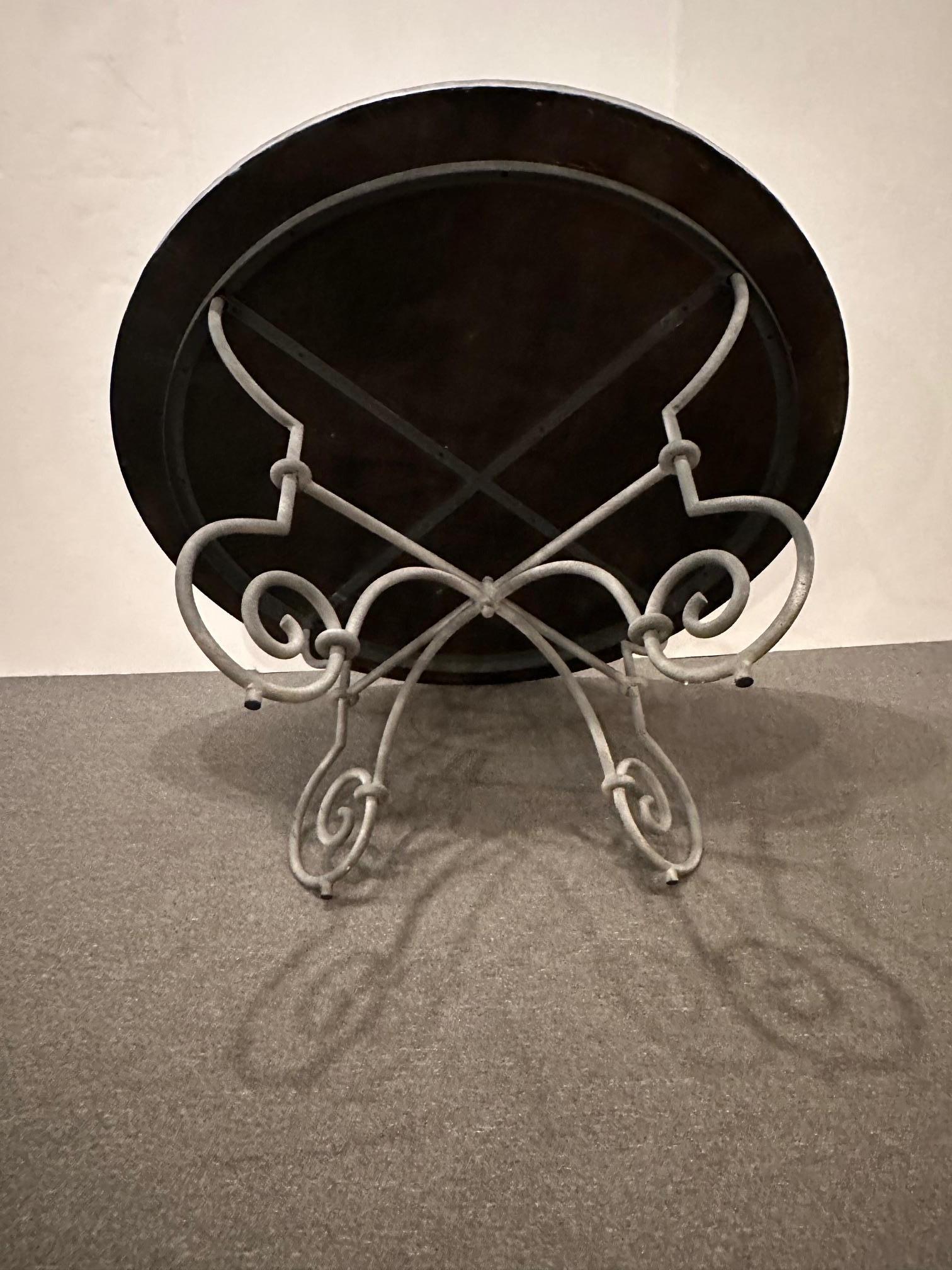 Stunning Large Round Zinc & Iron Dining Table 8