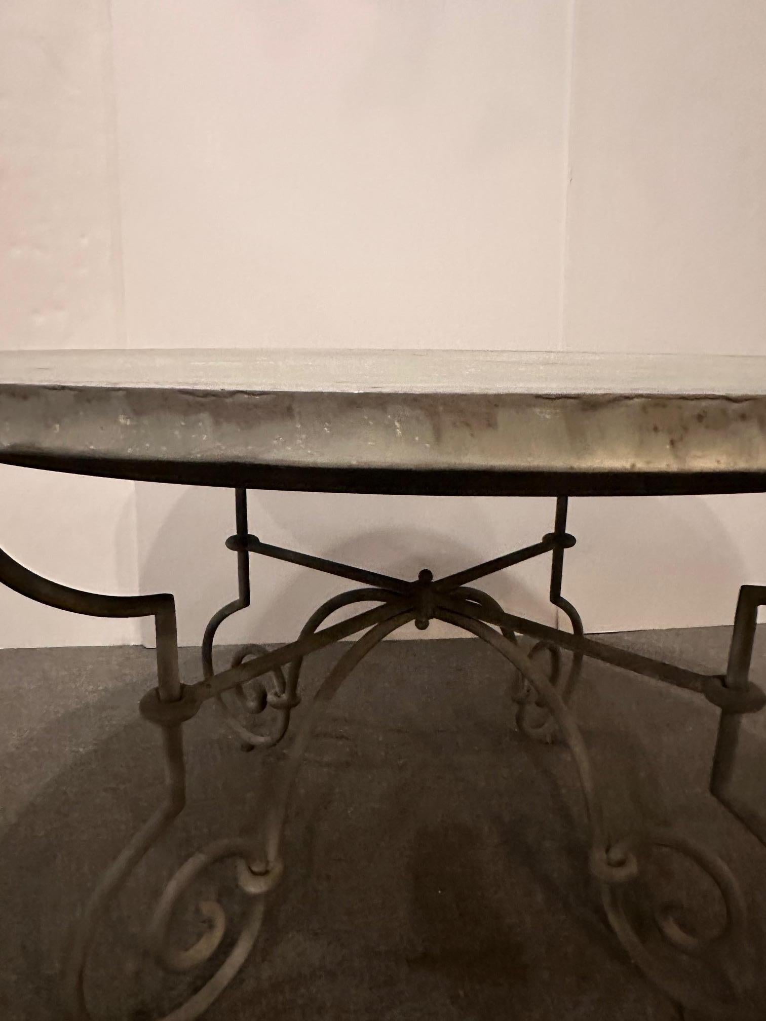 American Stunning Large Round Zinc & Iron Dining Table