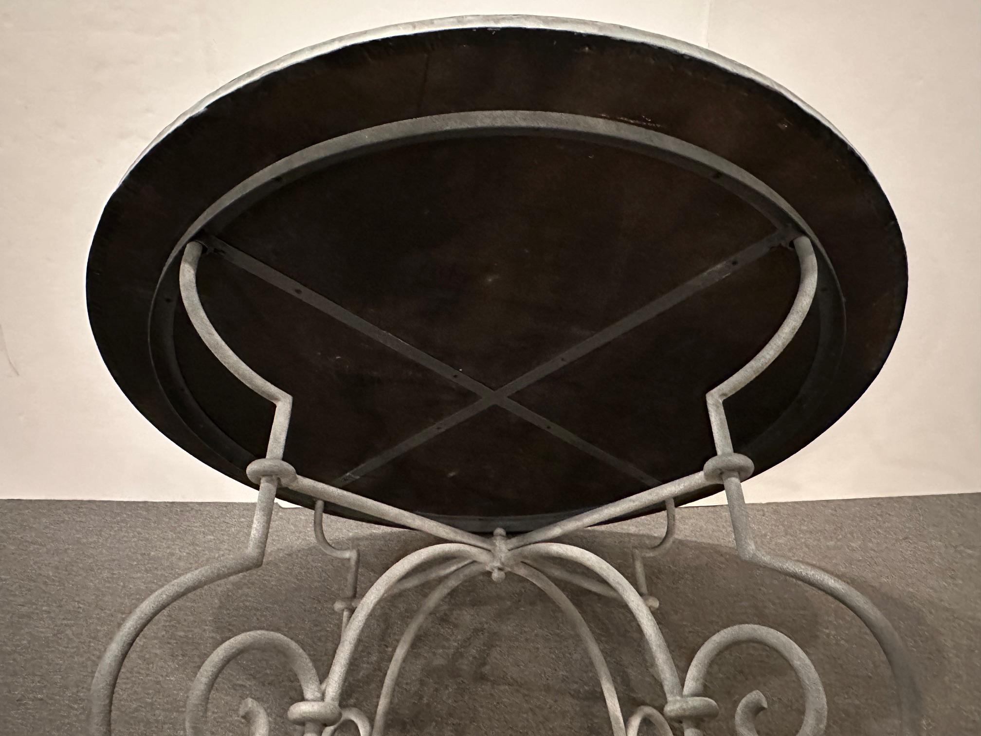 Stunning Large Round Zinc & Iron Dining Table In Good Condition In Hopewell, NJ