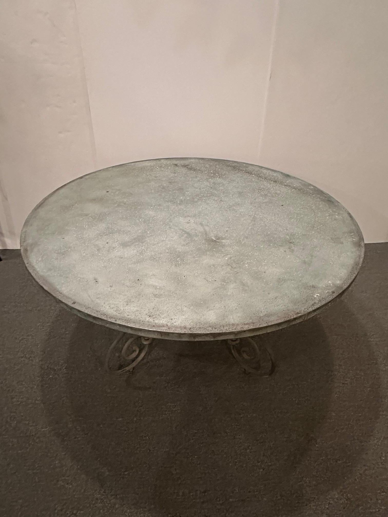 Late 20th Century Stunning Large Round Zinc & Iron Dining Table