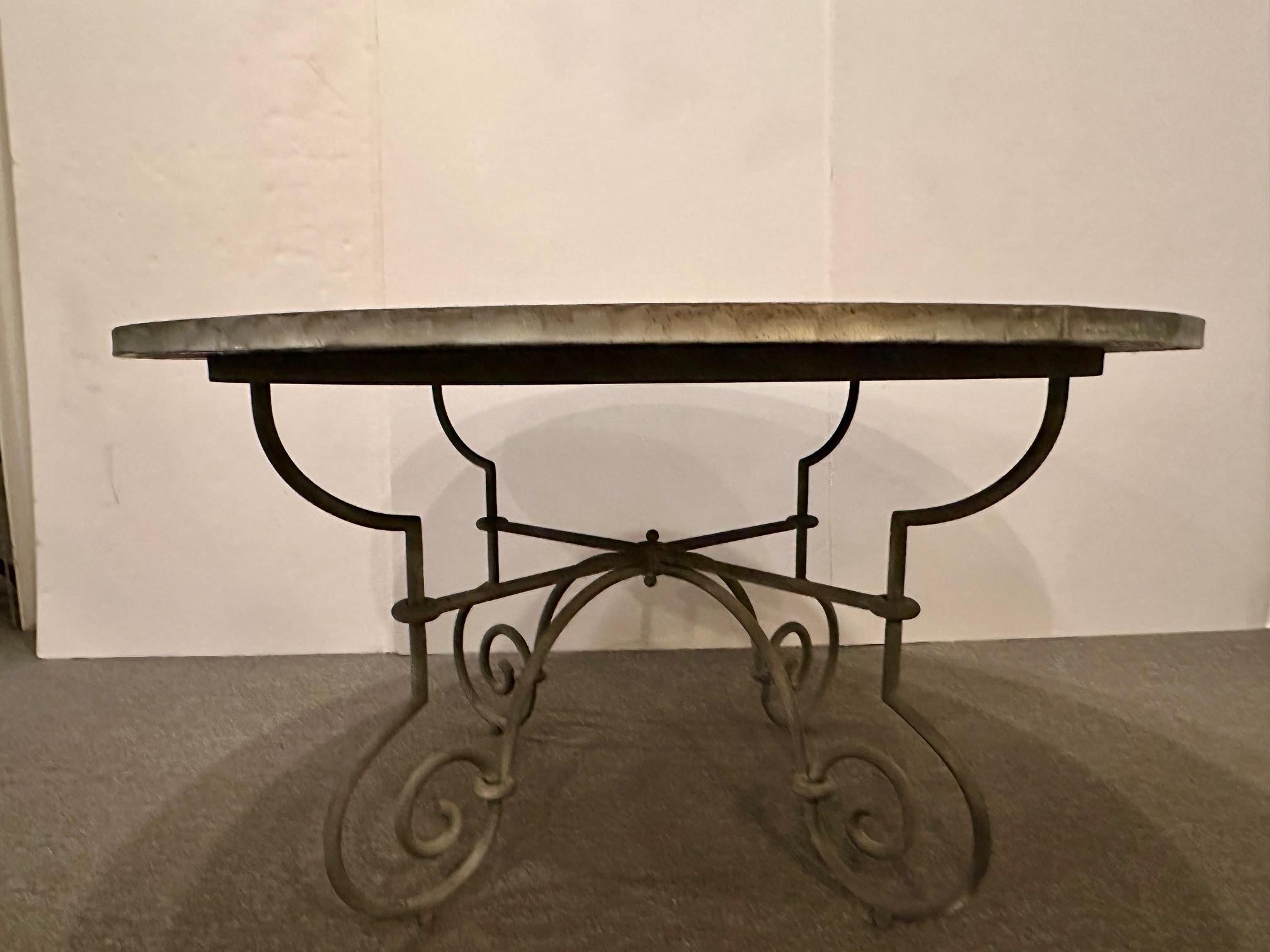 Stunning Large Round Zinc & Iron Dining Table 2