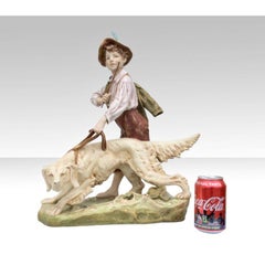 Stunning Large Royal Dux Figurine of Boy and Dog