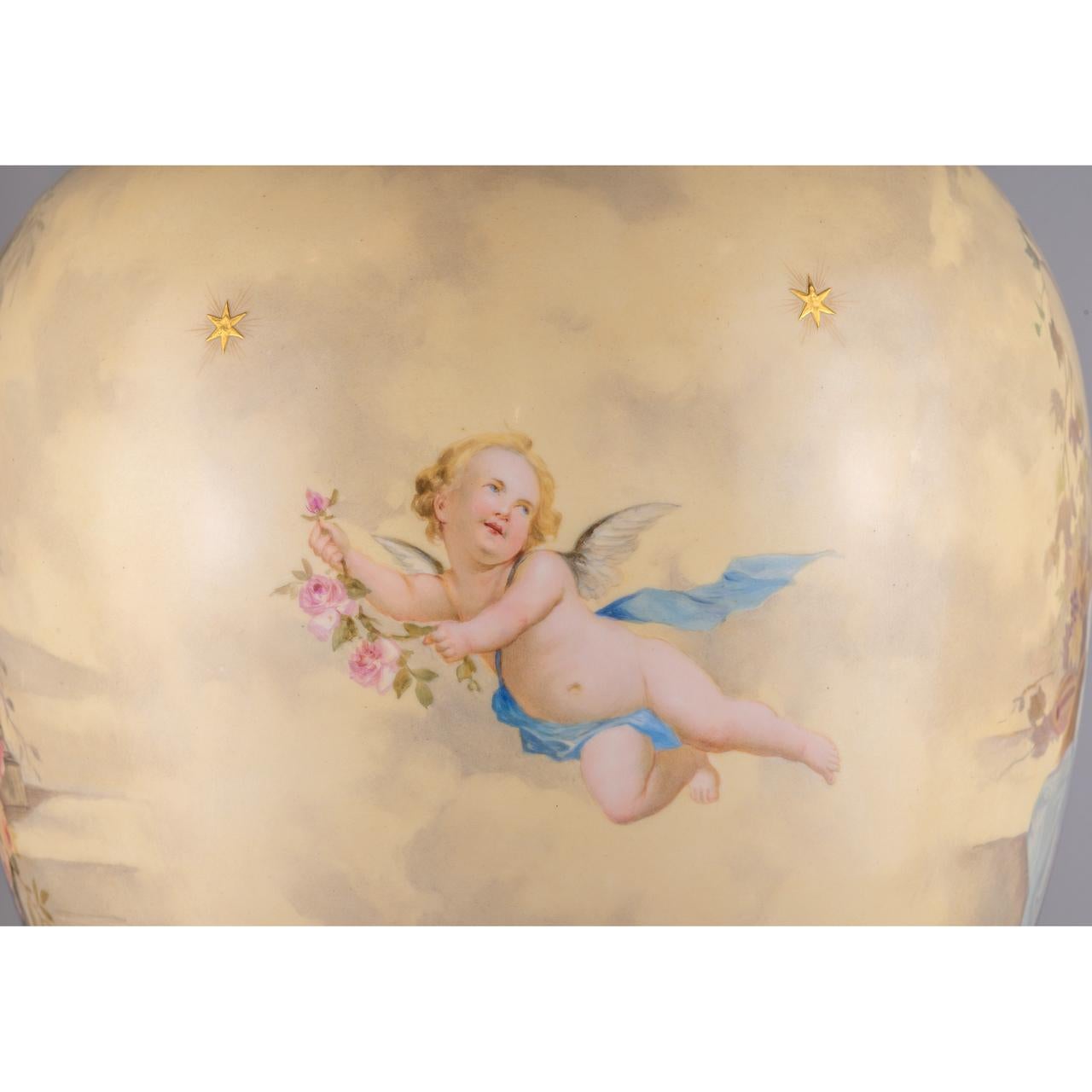XIX secolo Splendide urne coperte in Royal Vienna Porcelain dipinte di grandi dimensioni in vendita