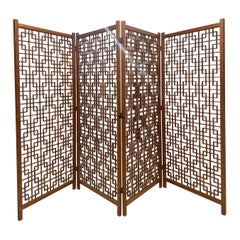 Stunning Large Scale Midcentury Teak Folding Room Divider