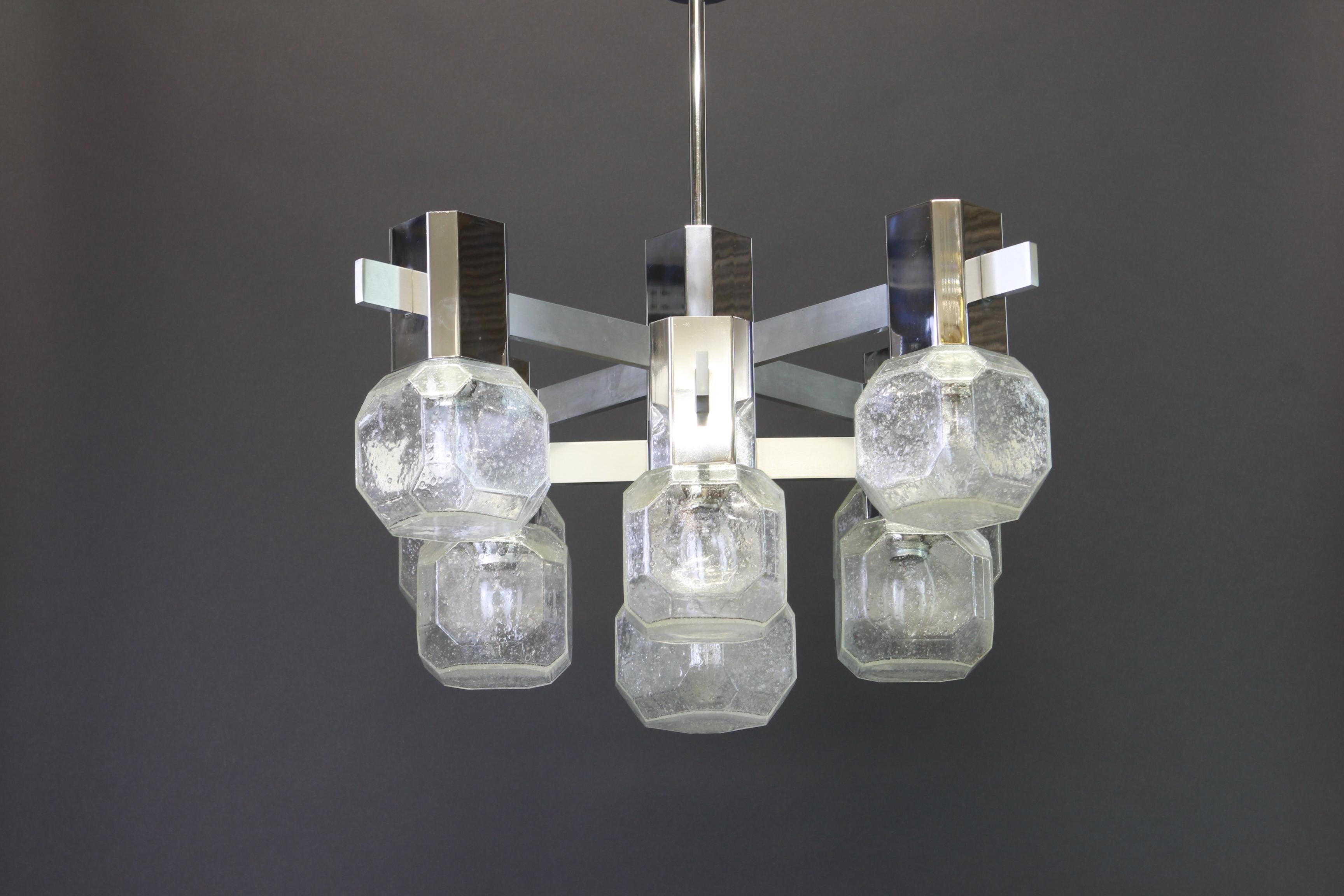 Milieu du XXe siècle Superbe lustre Sciolari chromé, Italie, années 1960