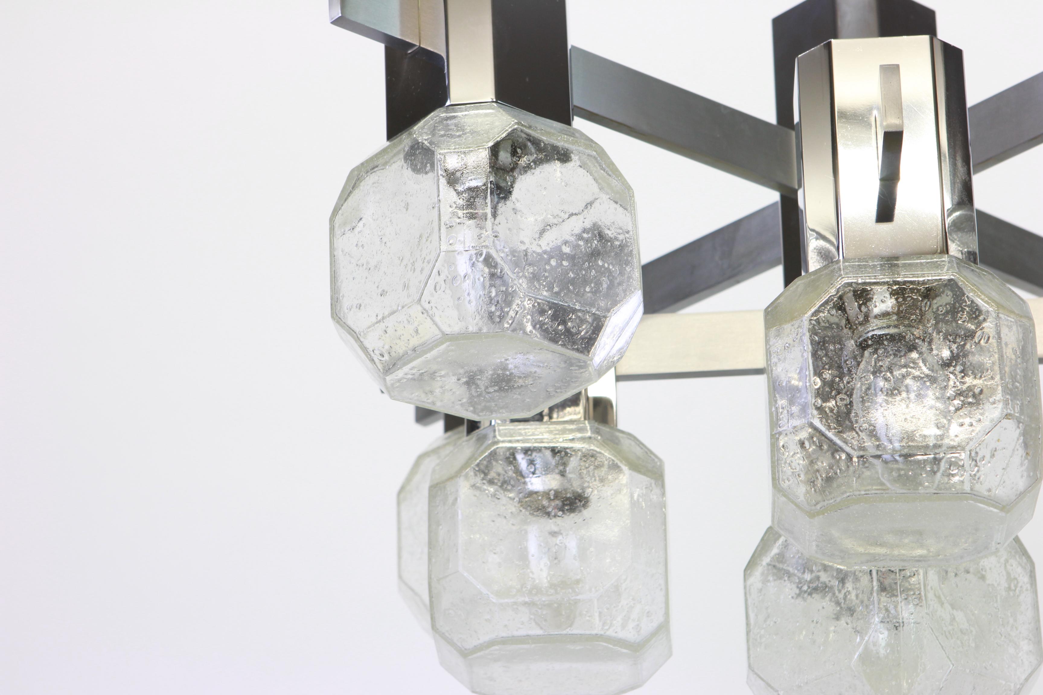 Laiton Superbe lustre Sciolari chromé, Italie, années 1960