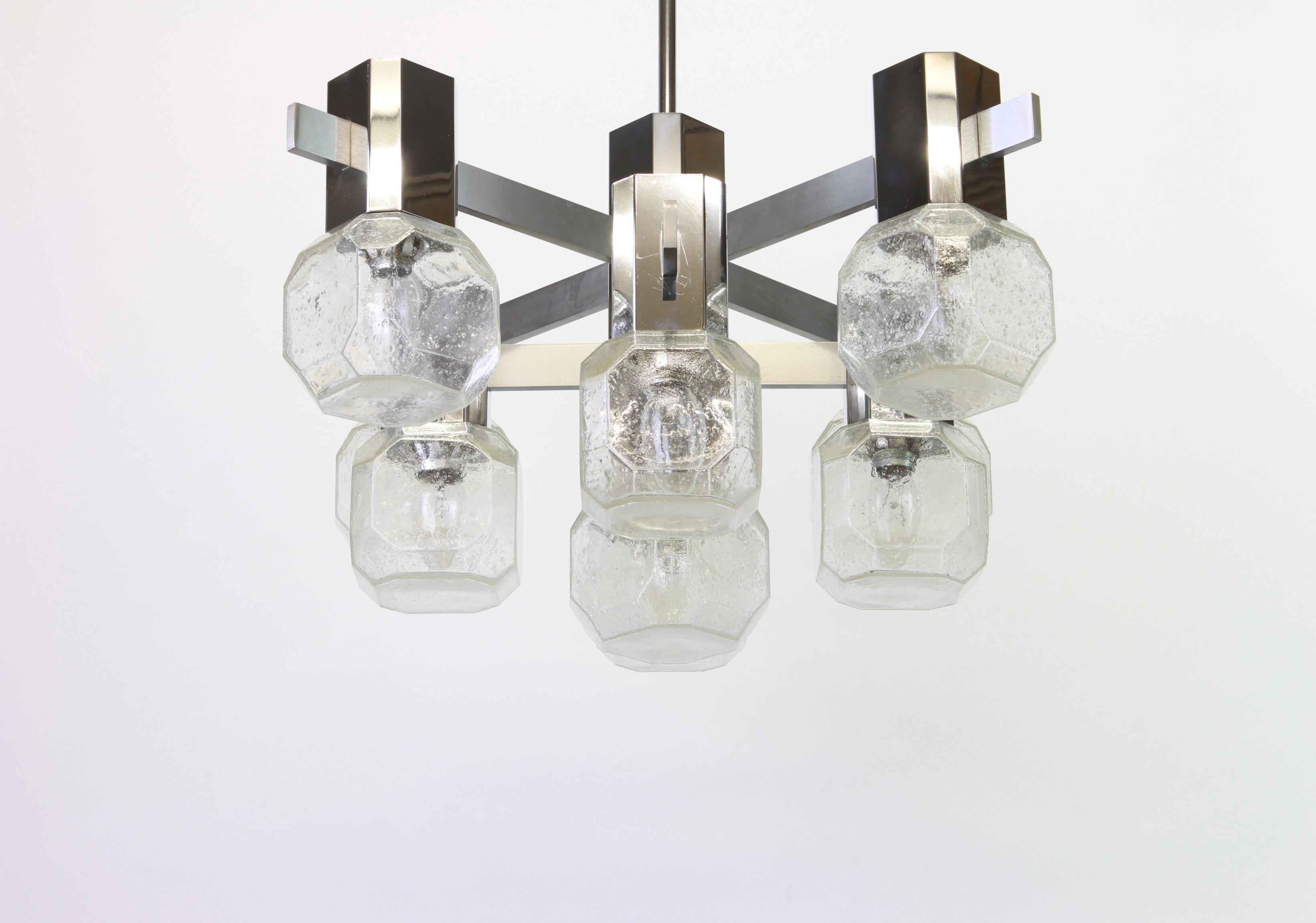 Stunning Large Sciolari Chrome Chandelier, Italy, 1960s For Sale 1