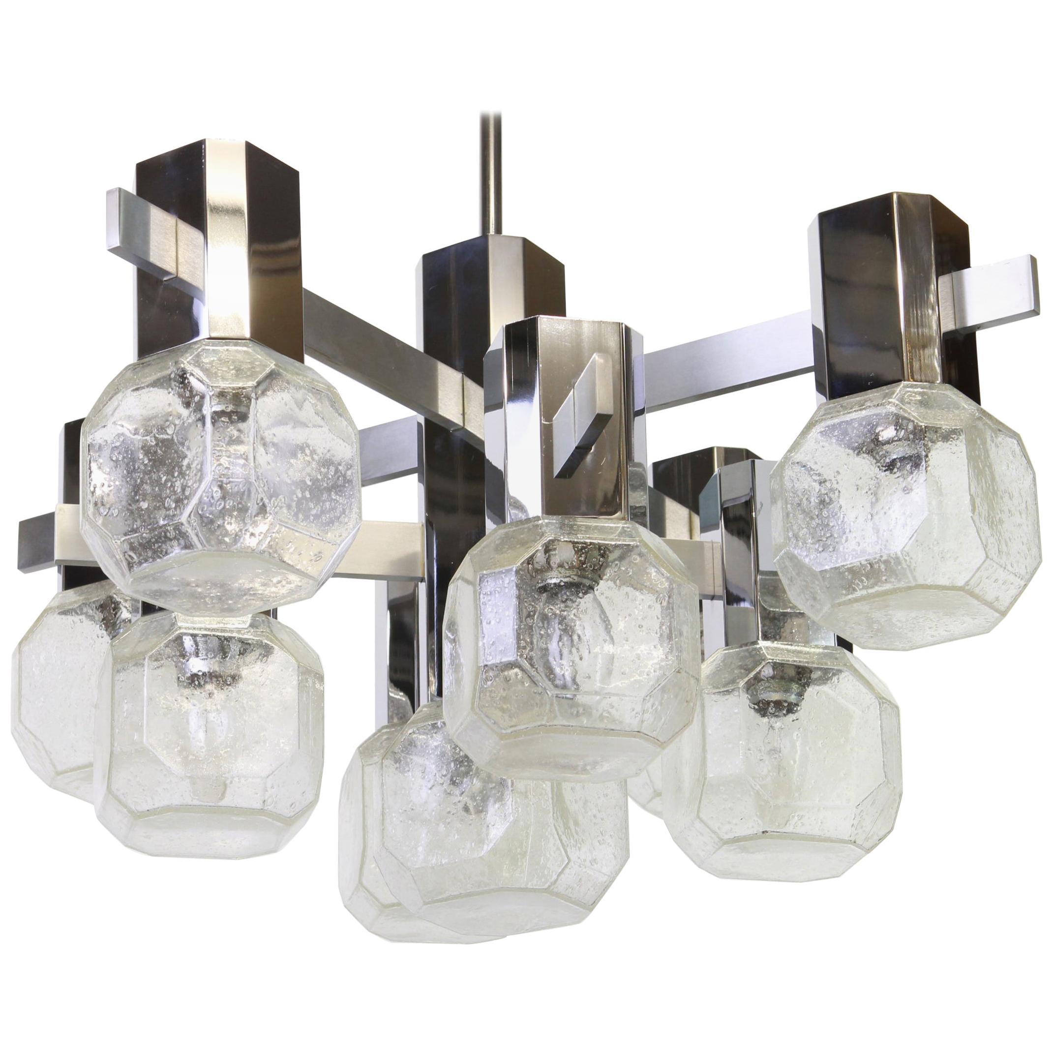 Stunning Large Sciolari Chrome Chandelier, Italy, 1960s For Sale