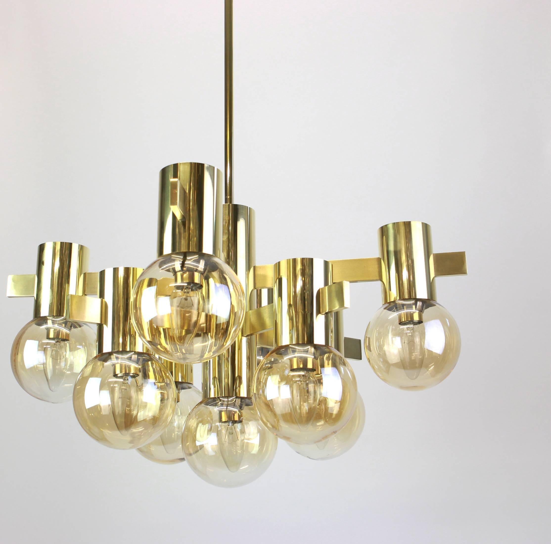 Stunning Large Sciolari Style Brass Chandelier, Germany, 1960s For Sale 3