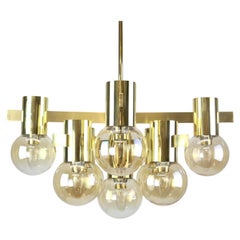 Stunning Large Sciolari Style Brass Chandelier, Germany, 1960s