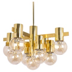 Stunning Large Sciolari Style Brass Chandelier, Germany, 1960s