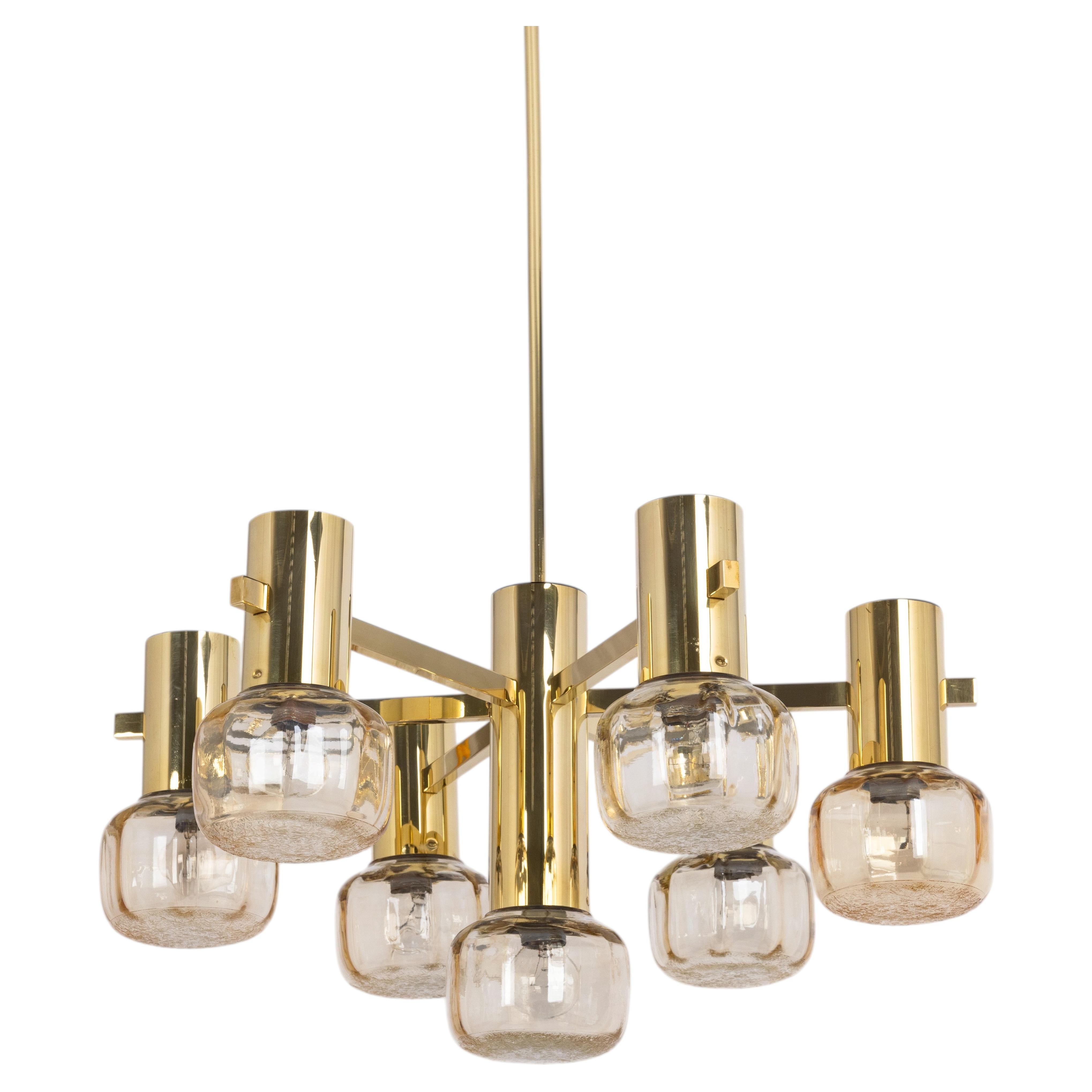 Stunning Large Sciolari Style Brass Chandelier, Germany, 1960s For Sale