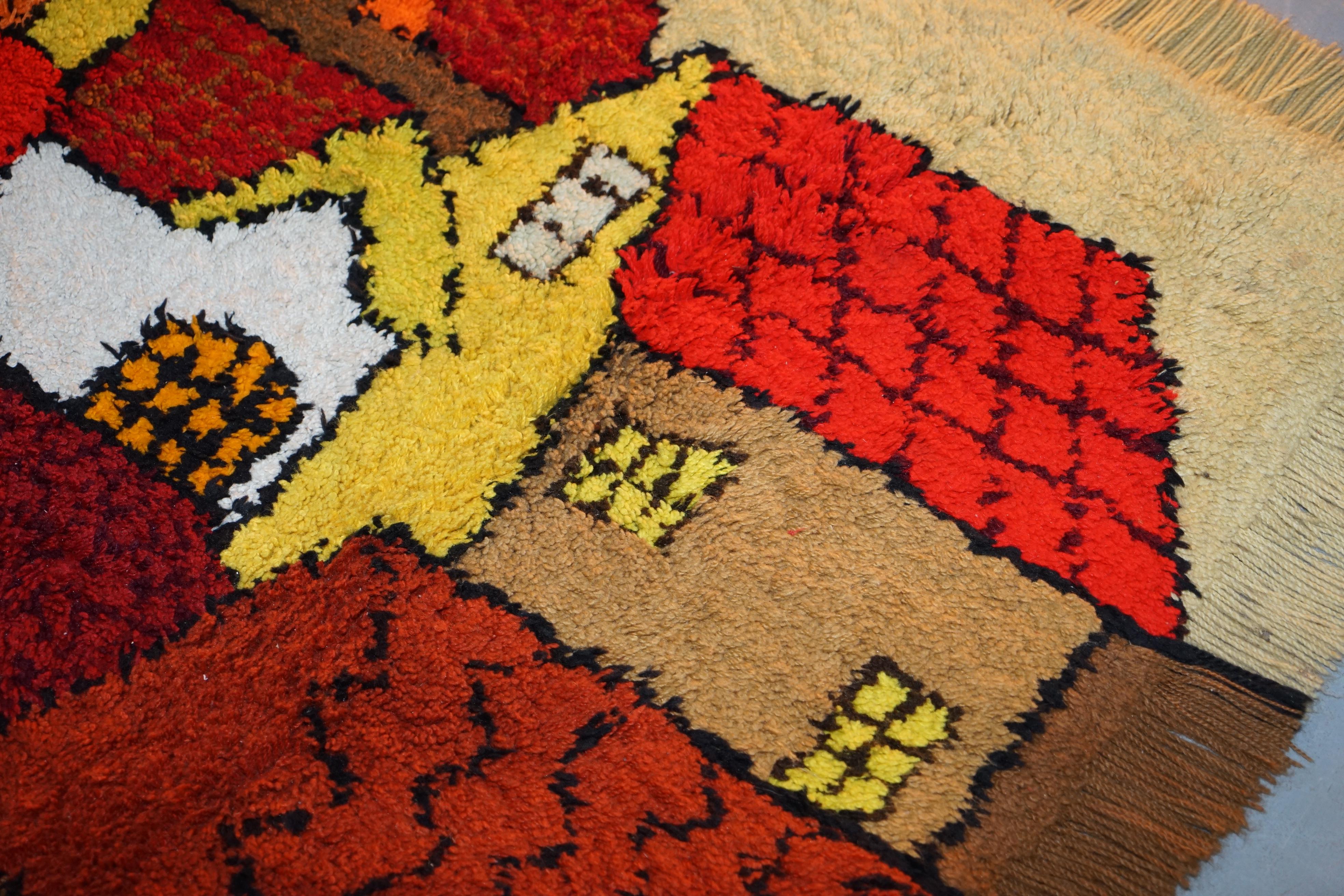 Stunning Large Shag Pile Rug Depicting Houses in the Style of L.S Lowry For Sale 3