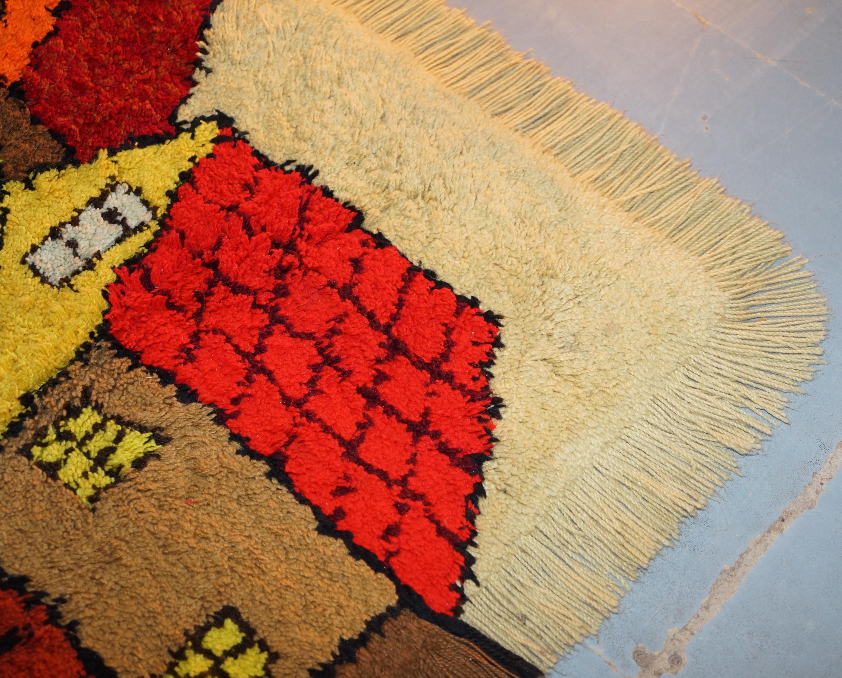 Stunning Large Shag Pile Rug Depicting Houses in the Style of L.S Lowry For Sale 5