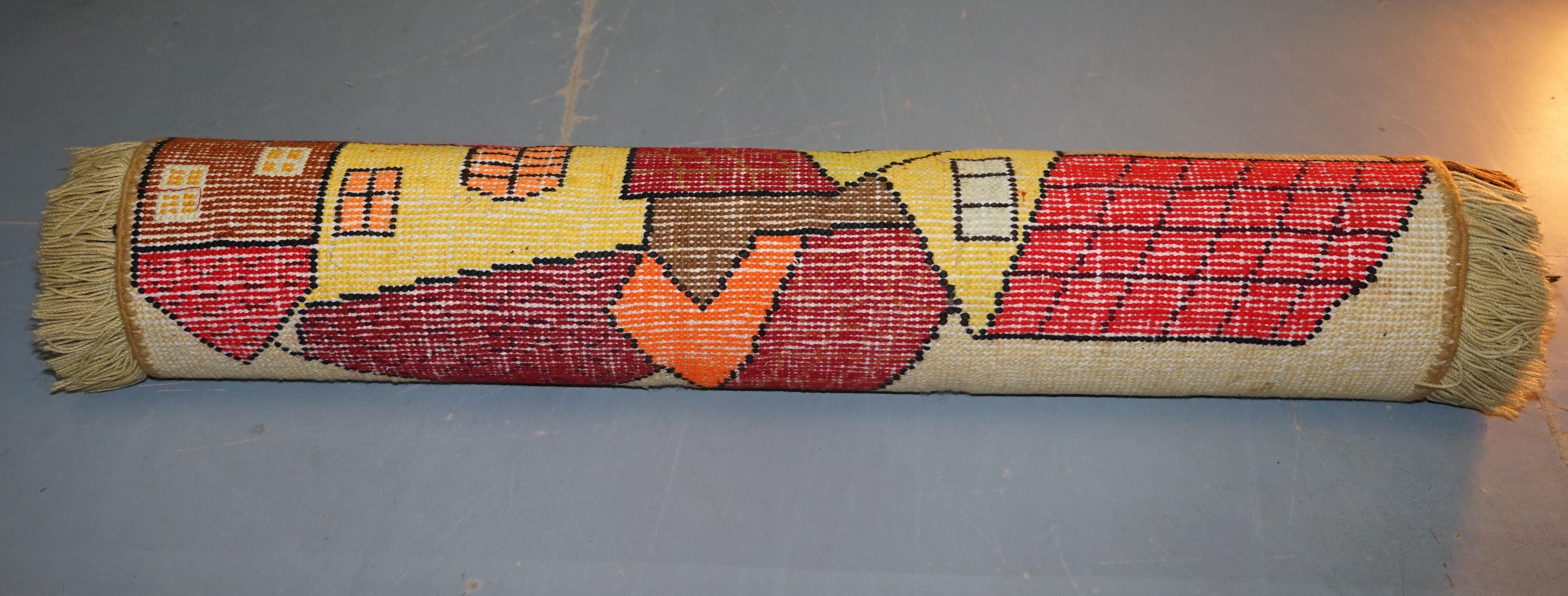 Stunning Large Shag Pile Rug Depicting Houses in the Style of L.S Lowry For Sale 7