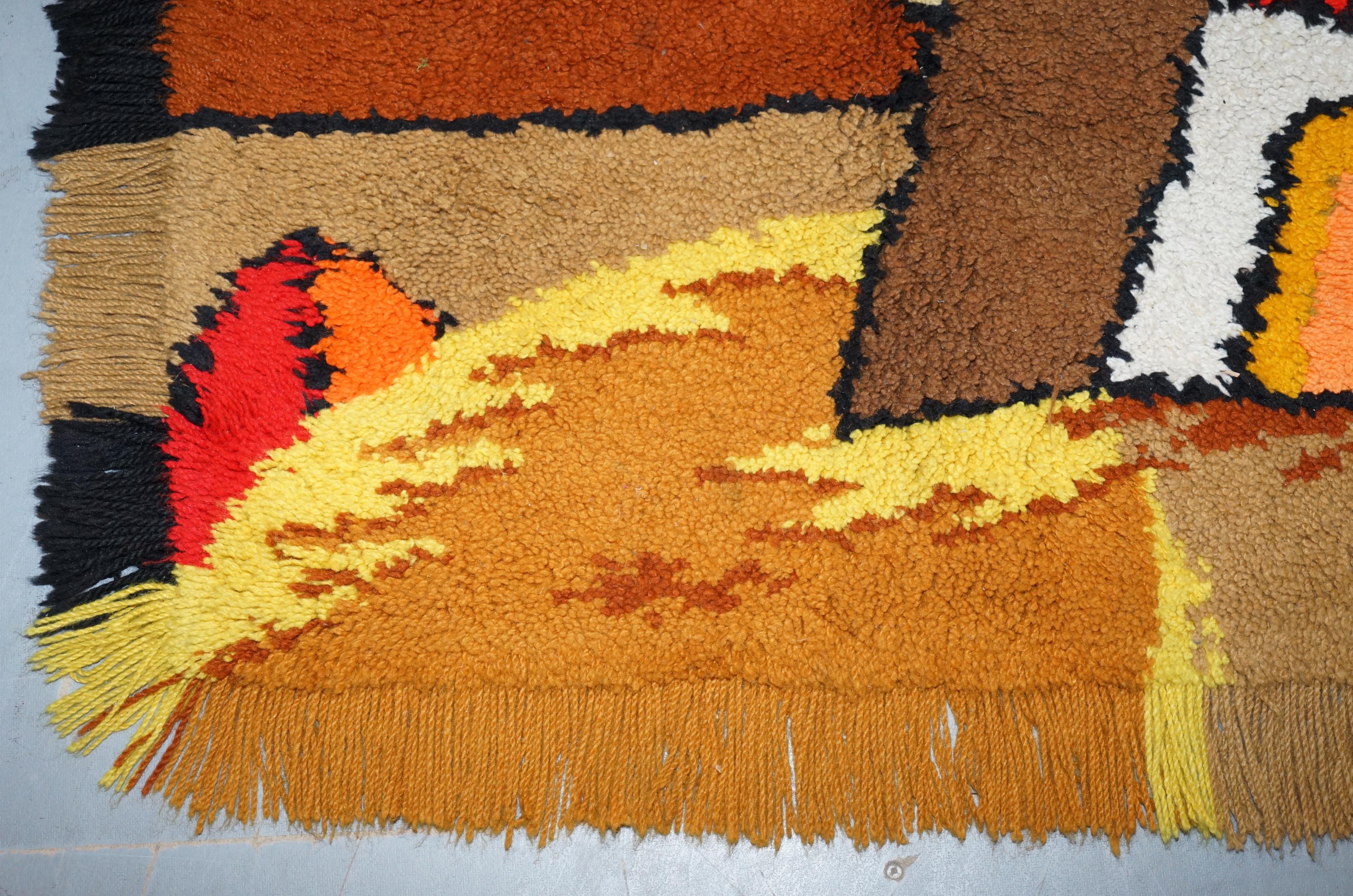 Stunning Large Shag Pile Rug Depicting Houses in the Style of L.S Lowry For Sale 1
