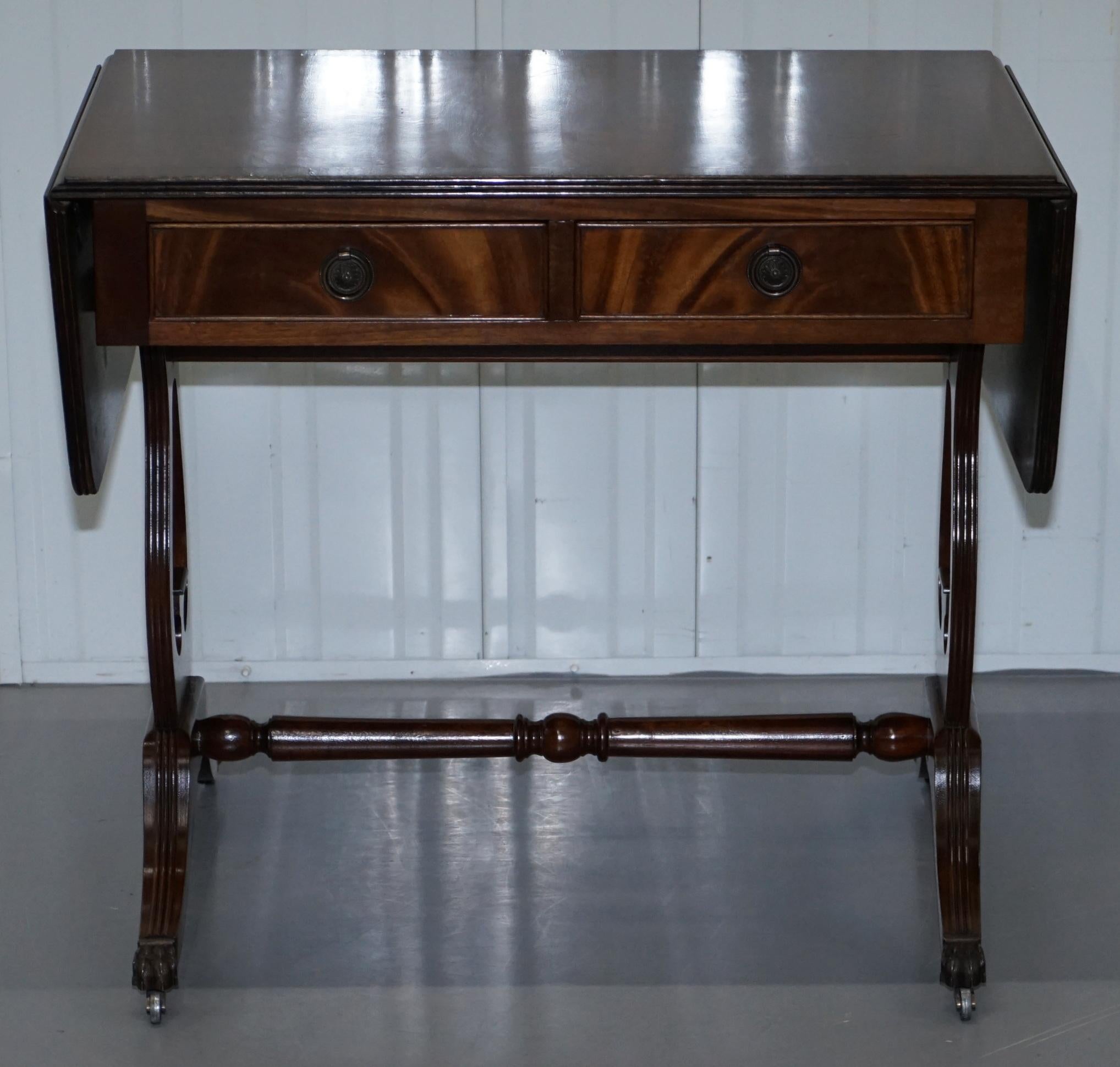 Stunning Large Side Table with Extending Flamed Hardwood Top, Twin Drawers 13