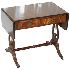 Vintage Stunning Large Side Table with Extending Flamed Hardwood Top, Twin Drawers