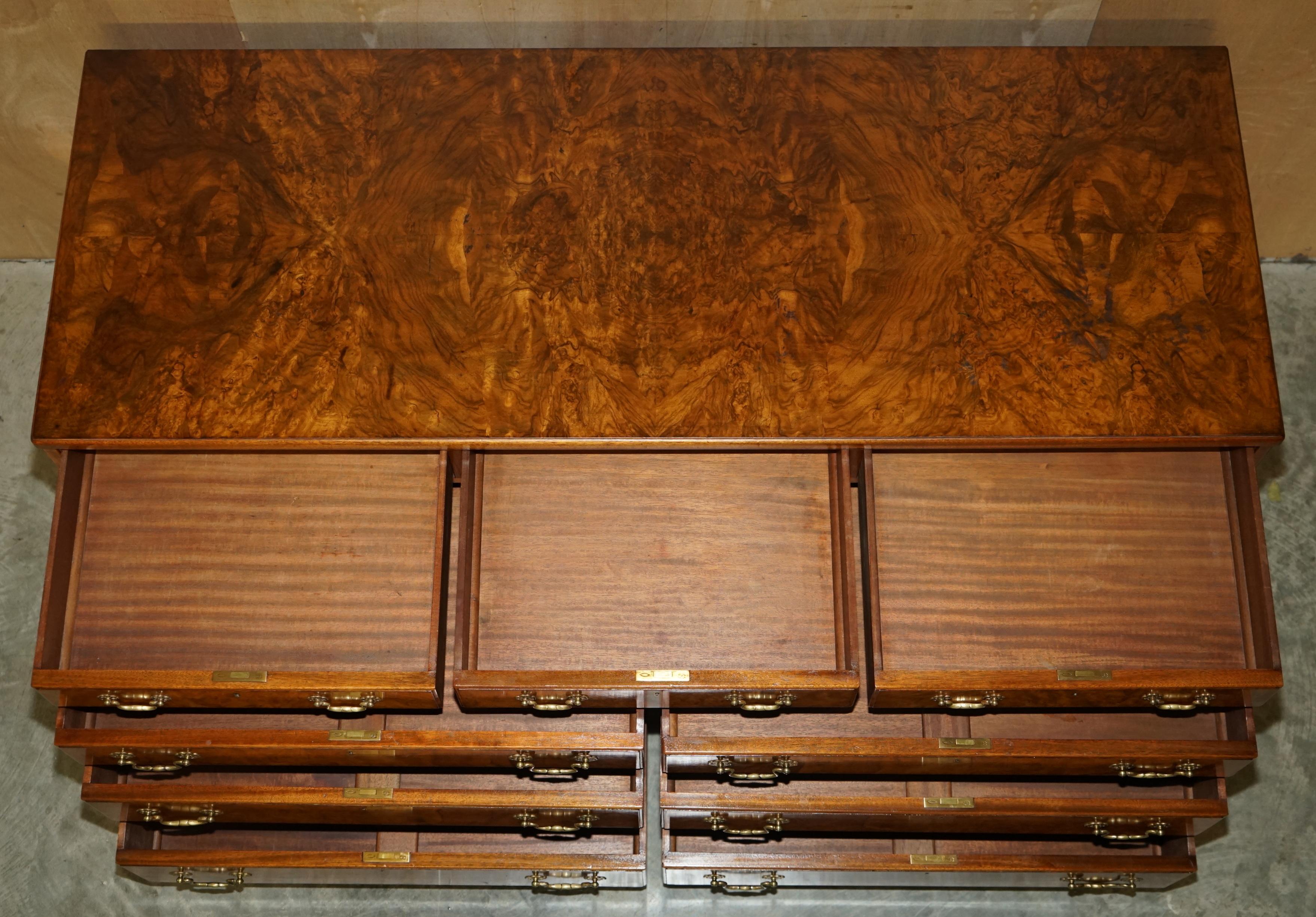 Stunning Large Sideboard Sized Bank or Chest of Drawers in Burr and Burl Walnut 8