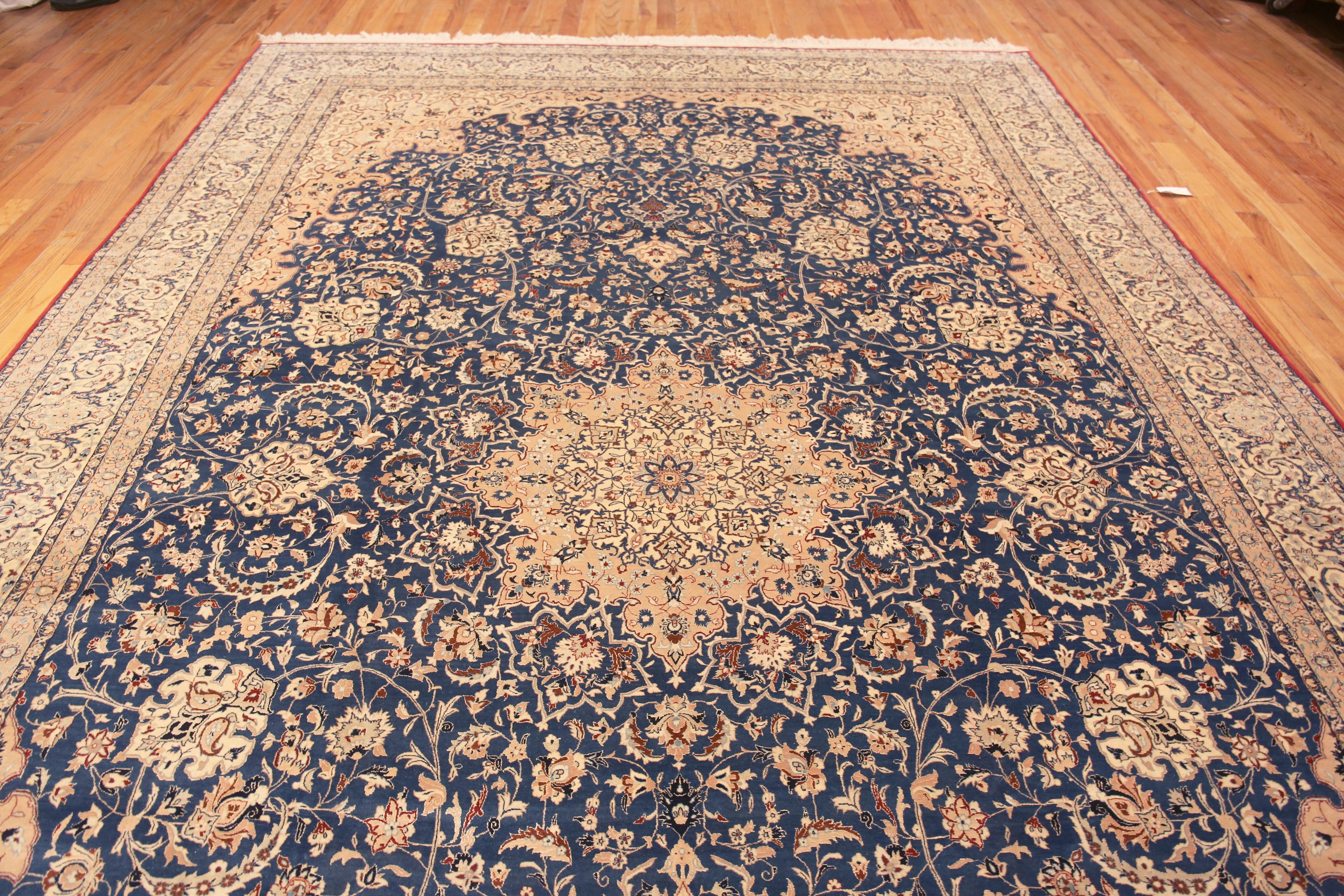 Other Stunning Large Silk And Wool Fine Vintage Persian Nain Area Rug 10'6
