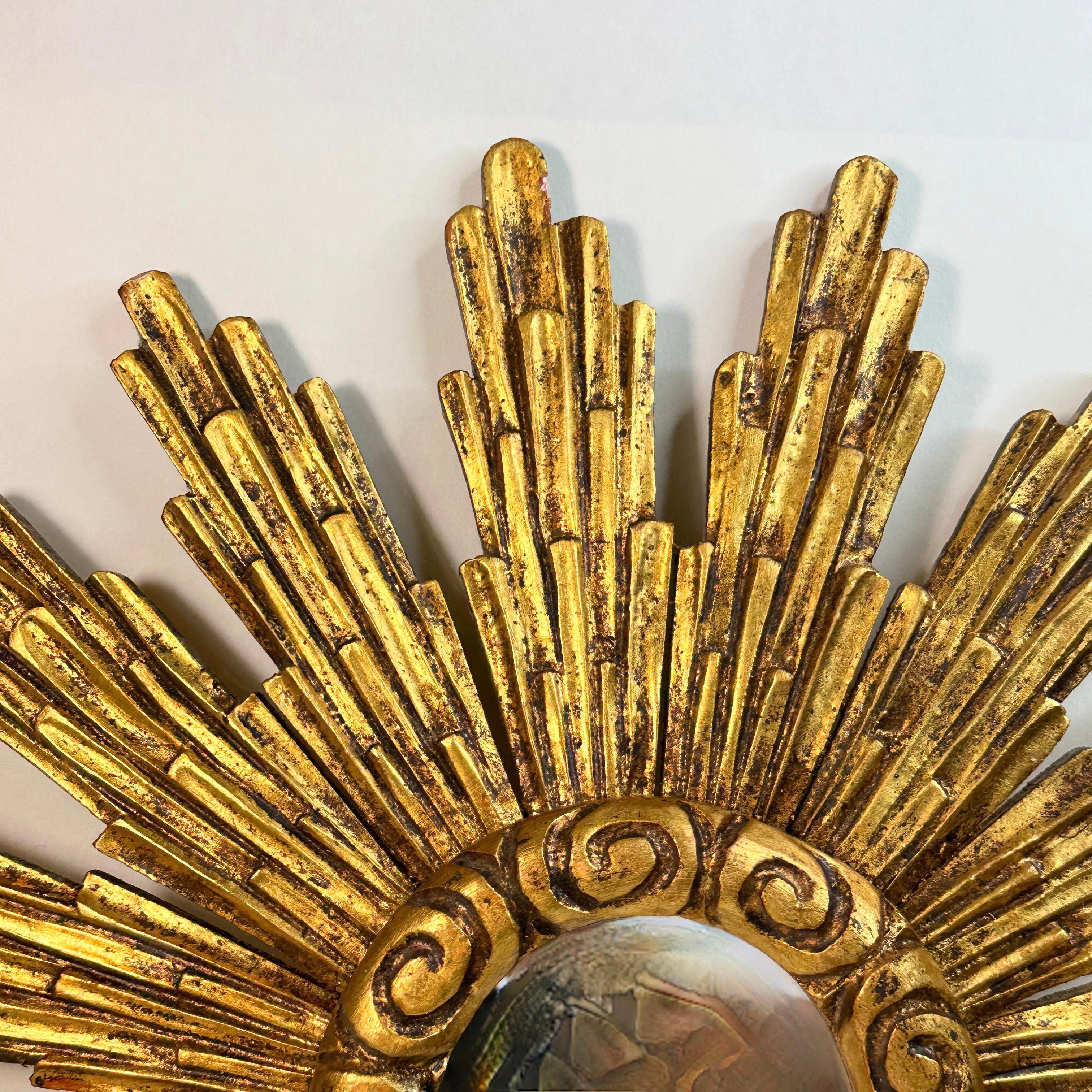 Superbe grand miroir en bois doré en forme d'étoile, Allemagne, vers 1950 en vente 12