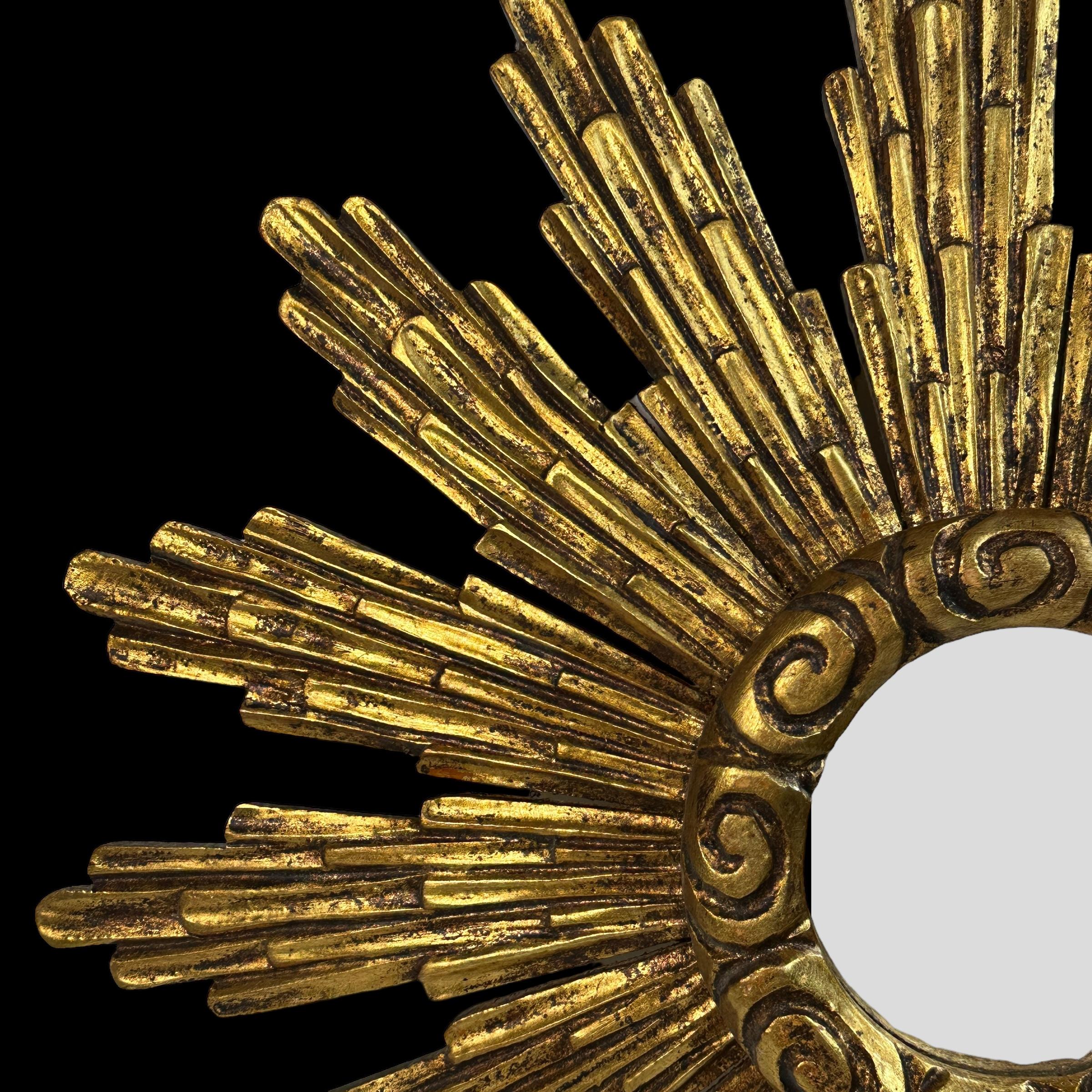 Superbe grand miroir en bois doré en forme d'étoile, Allemagne, vers 1950 en vente 2