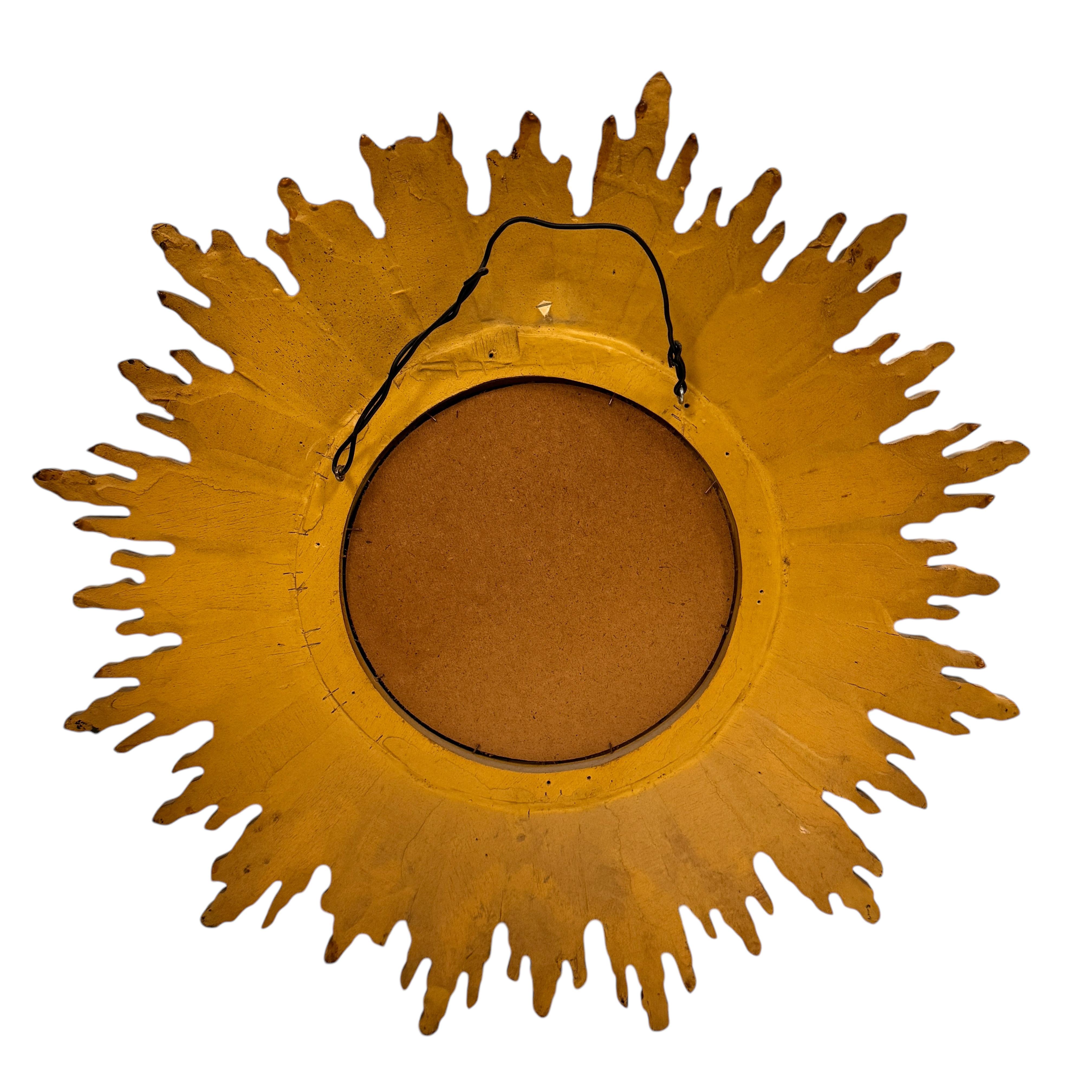 Atemberaubender großer Spiegel mit Sonnenaufgang und Sternenaufgang Vergoldetes Holz, Österreich, ca. 1950er Jahre im Angebot 6