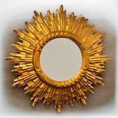 Superbe grand miroir en bois doré en forme d'étoile de soleil, Autriche, années 1950