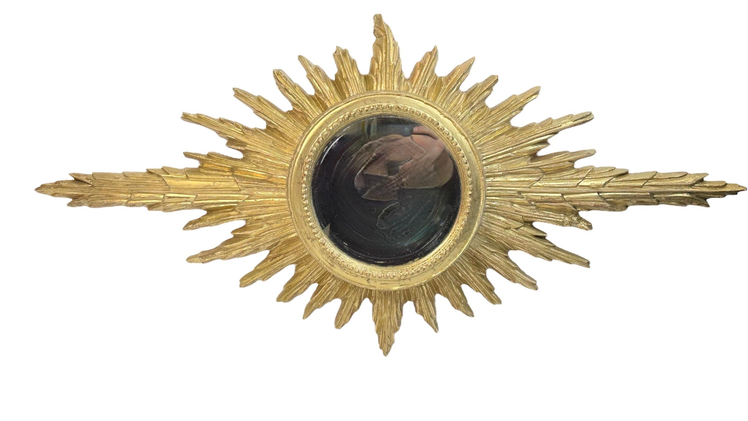 Hollywood Regency Superbe grand miroir en étoile en bois doré, Italie, vers 1900 en vente