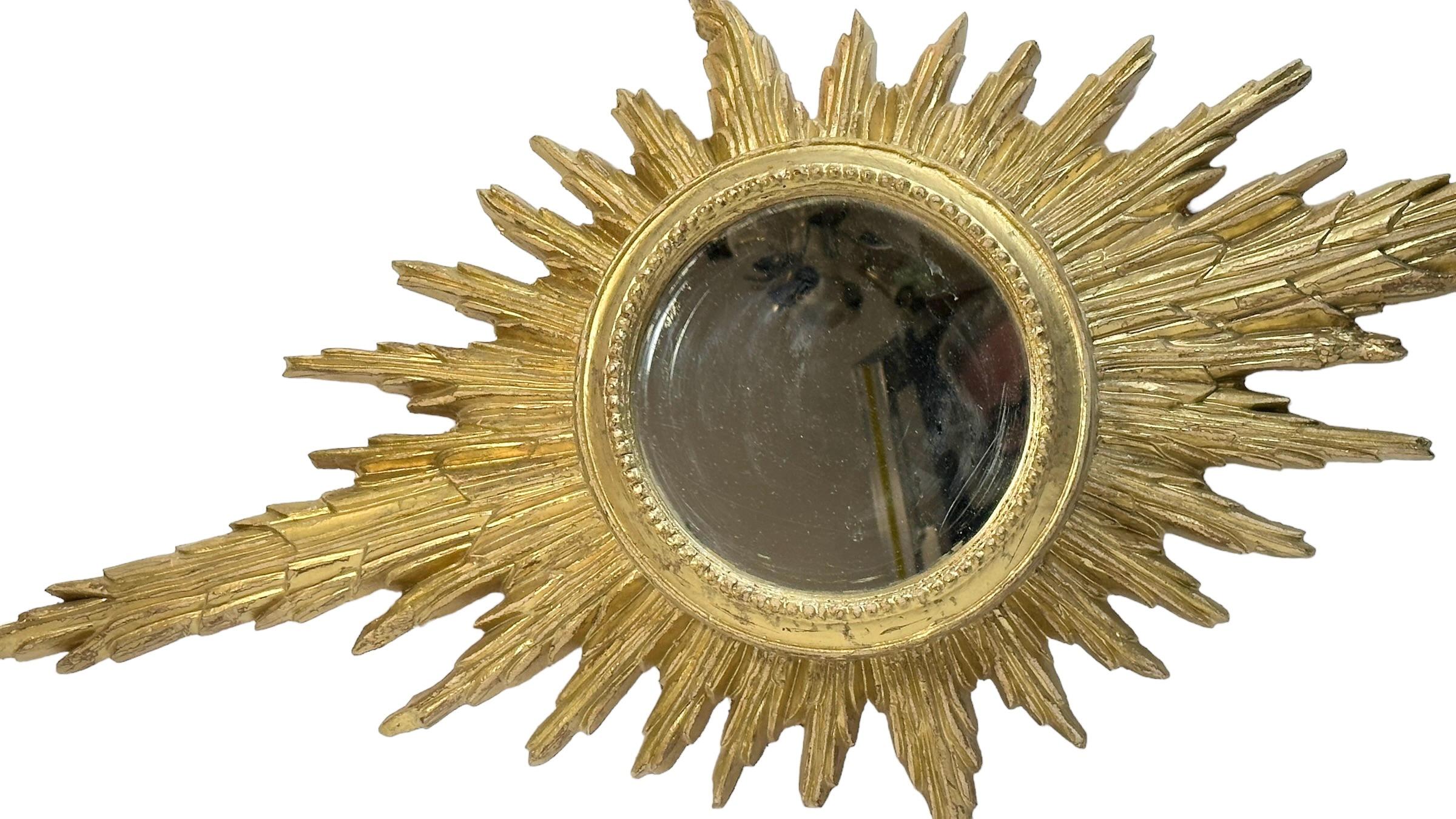 Stunning Large Sunburst Starburst Mirror Gilded Wood, Italy, circa 1900s For Sale 2