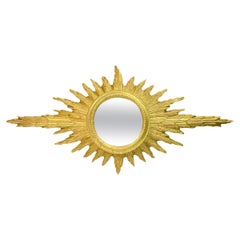 Superbe grand miroir en étoile en bois doré, Italie, vers 1900