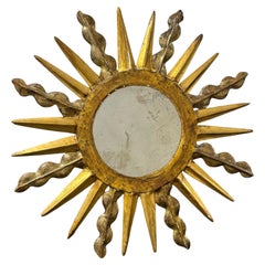 Stunning Large Sunburst Starburst Mirror Gilded Wood, Italy, circa 1930s