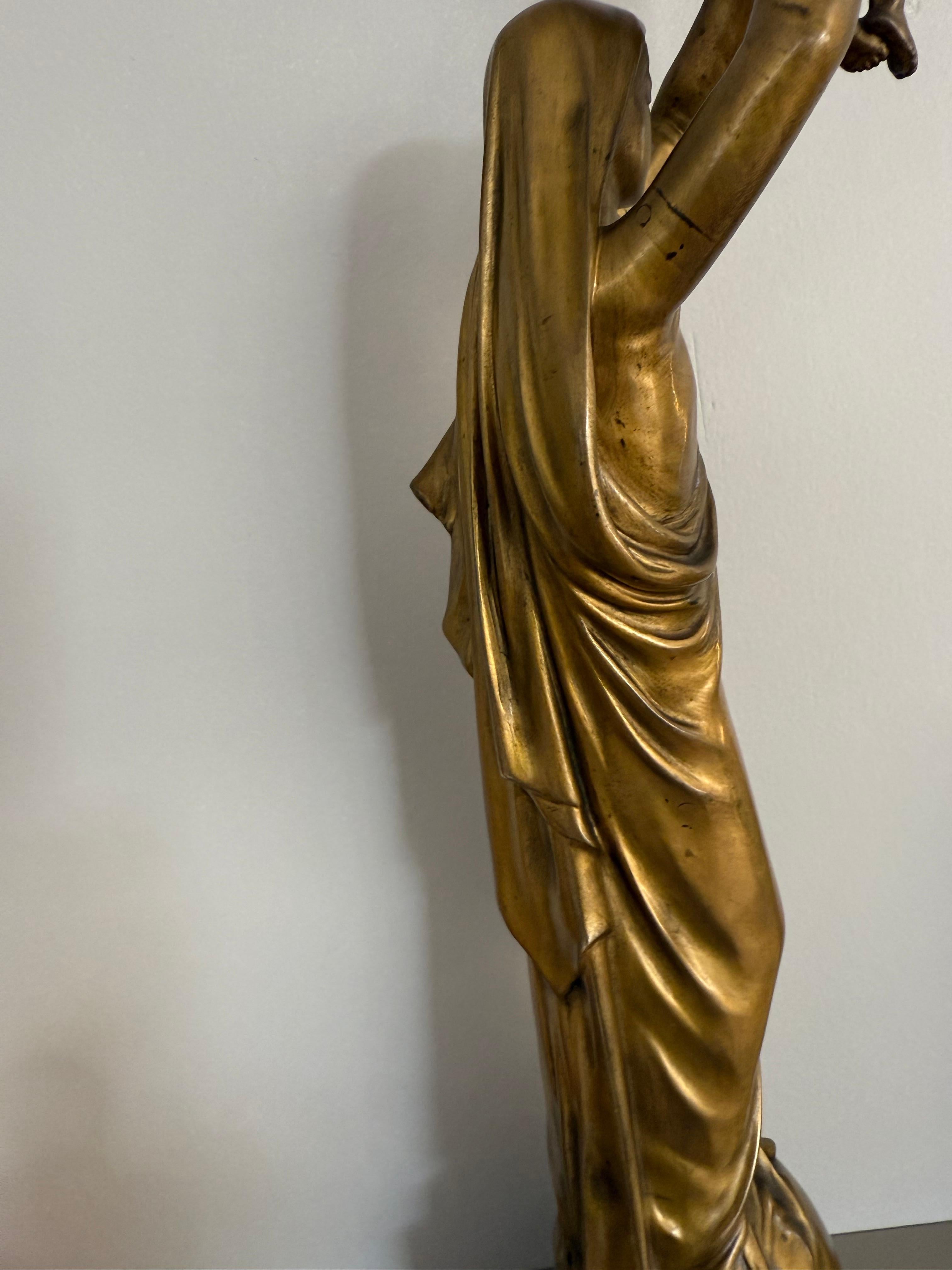 Stunning & Large, The Golden Virgin Mary & Child Jesus Sculpture by Albert Roze For Sale 5
