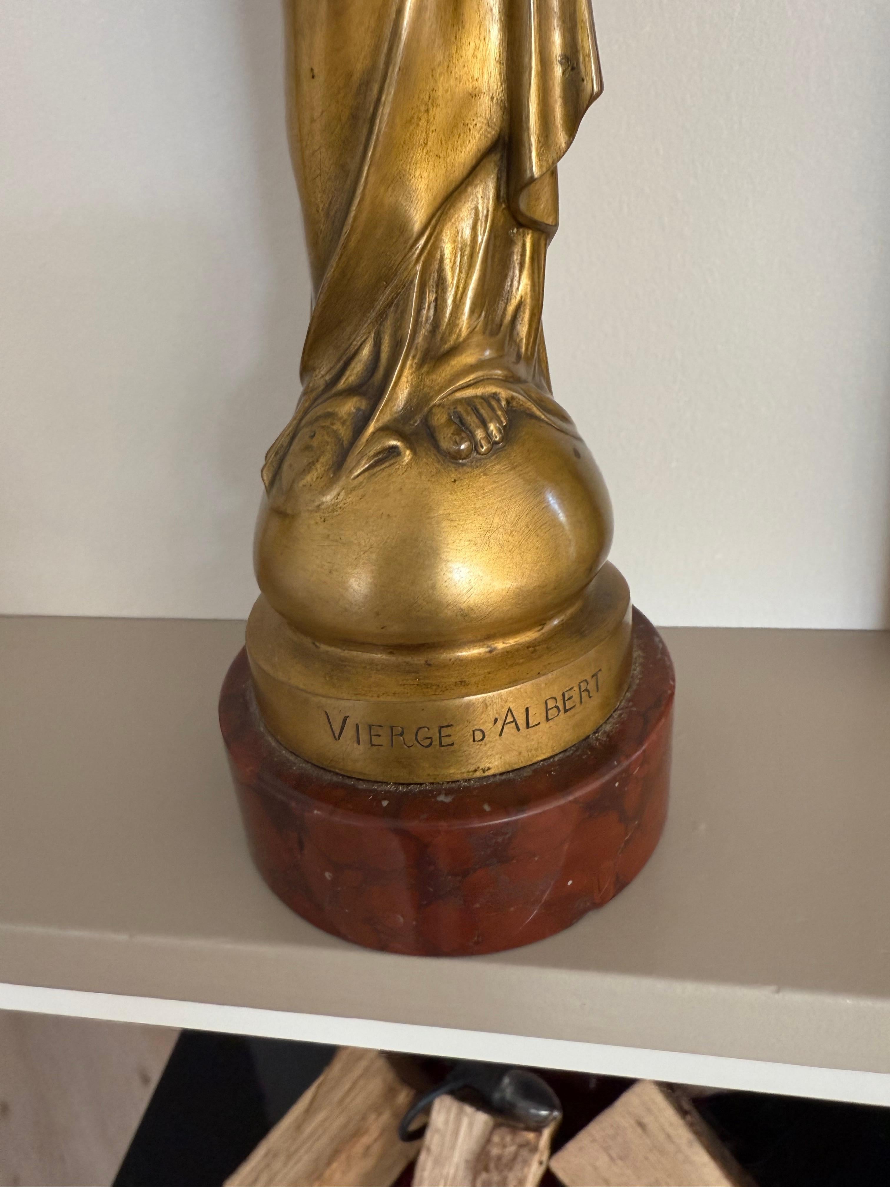Hand-Painted Stunning & Large, The Golden Virgin Mary & Child Jesus Sculpture by Albert Roze For Sale