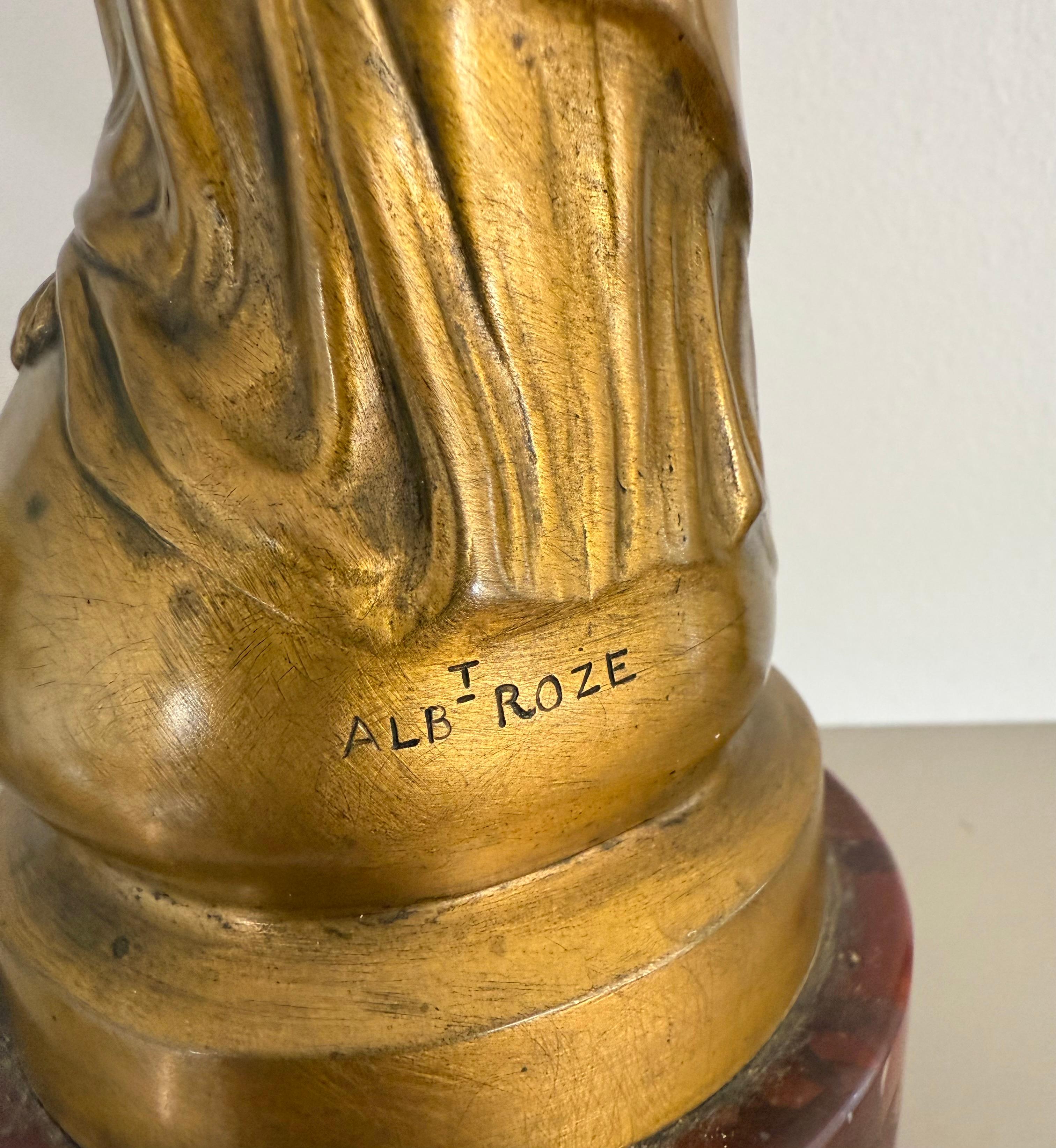 Stunning & Large, The Golden Virgin Mary & Child Jesus Sculpture by Albert Roze In Excellent Condition For Sale In Lisse, NL