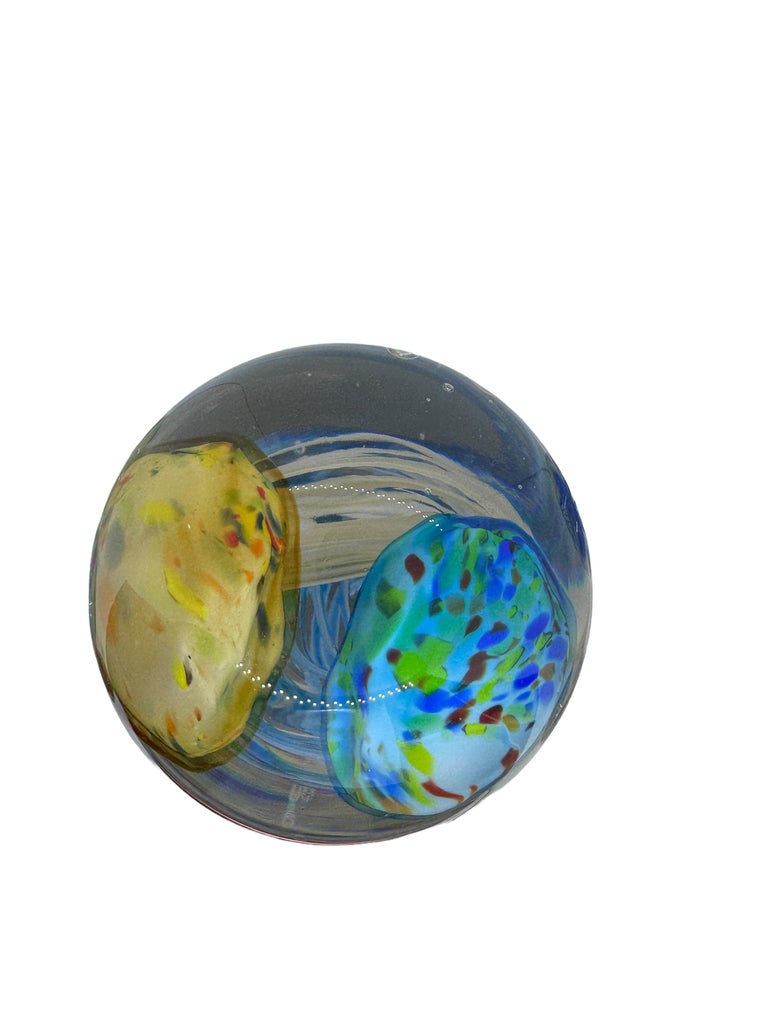 Stunning Large Two Blue and Yellow Jellyfish Murano Italian Art Glass ...