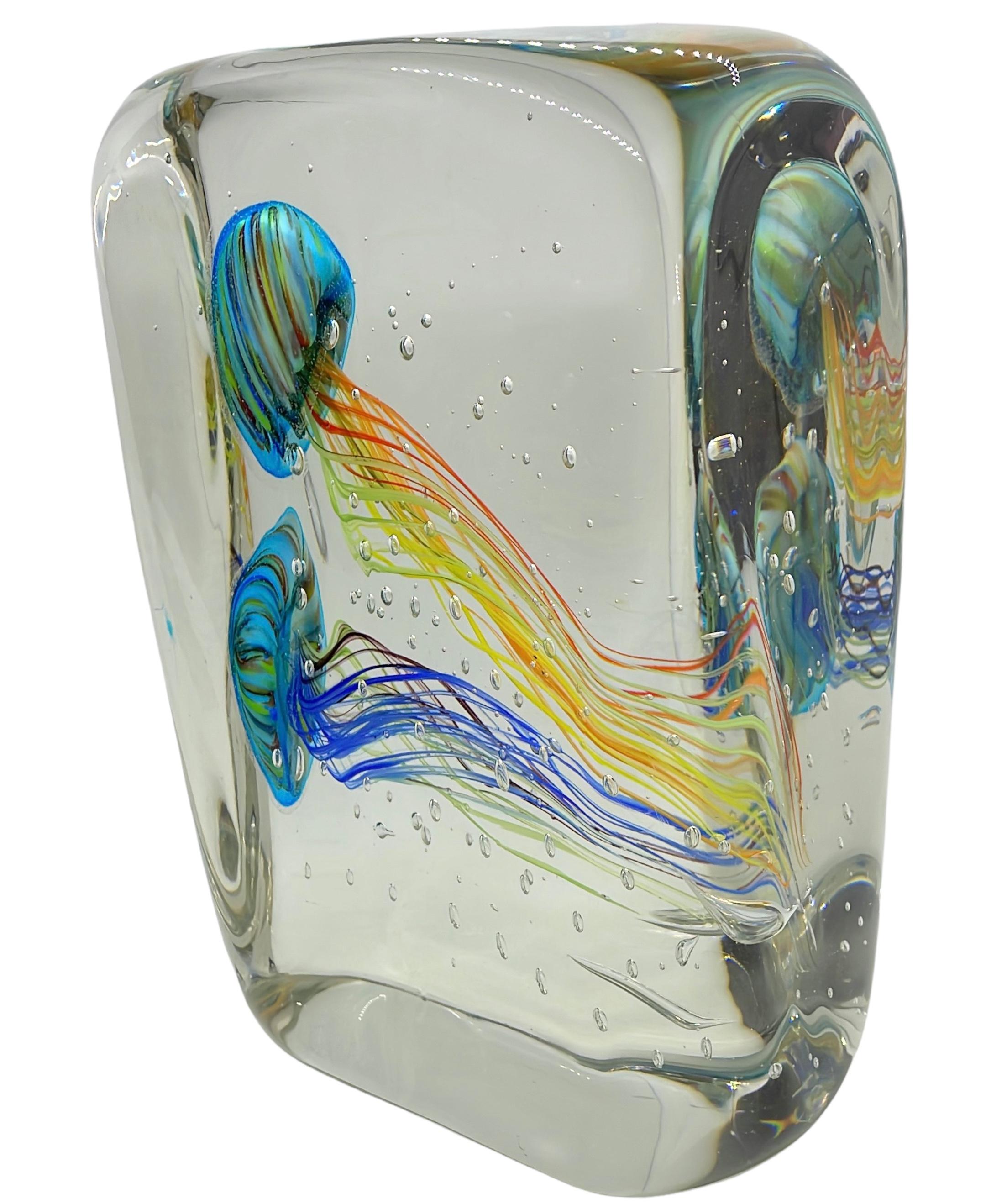 Modern Stunning Large Two Jelly Fish Murano Italian Art Glass Aquarium