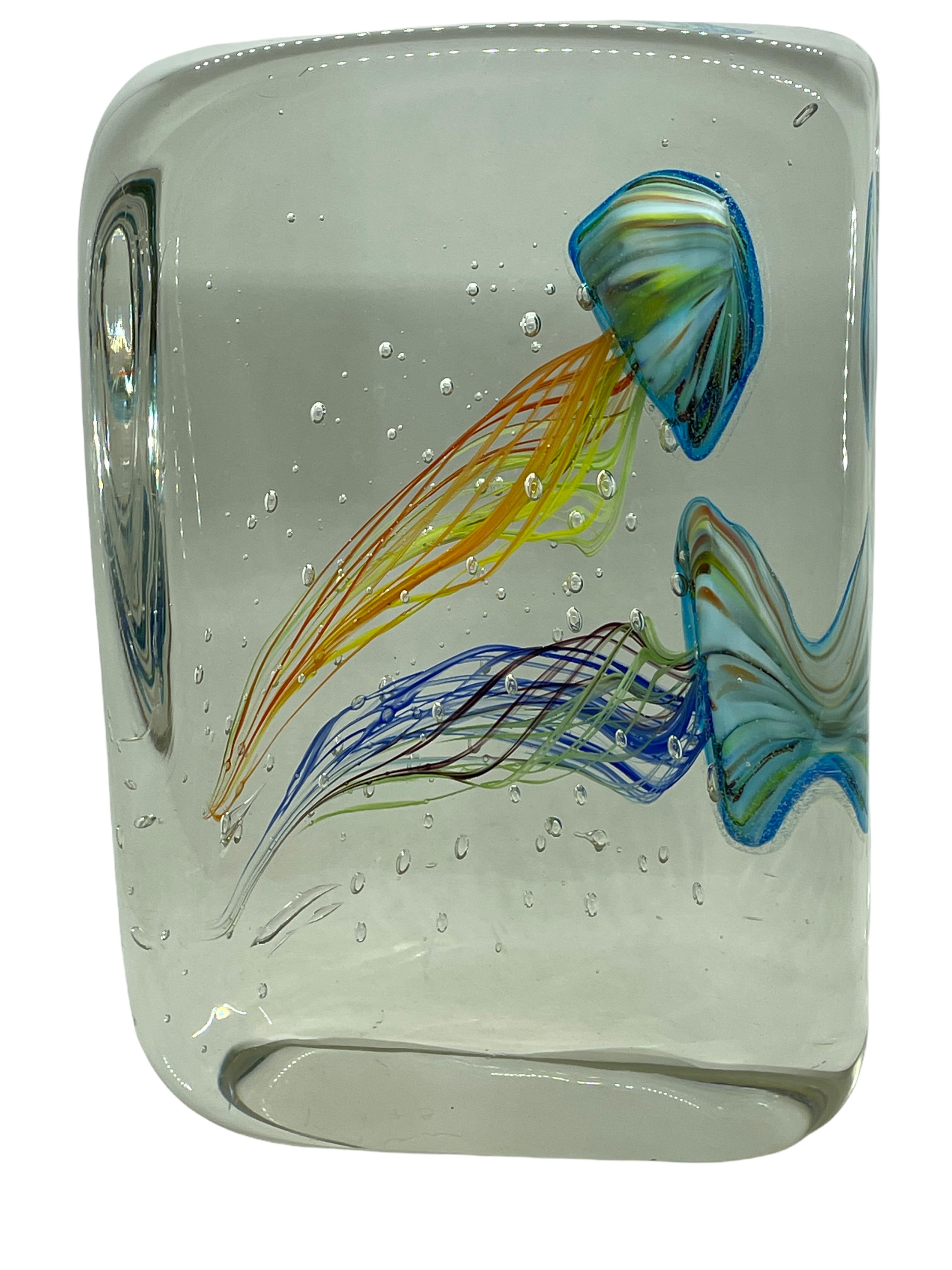 Hand-Crafted Stunning Large Two Jelly Fish Murano Italian Art Glass Aquarium