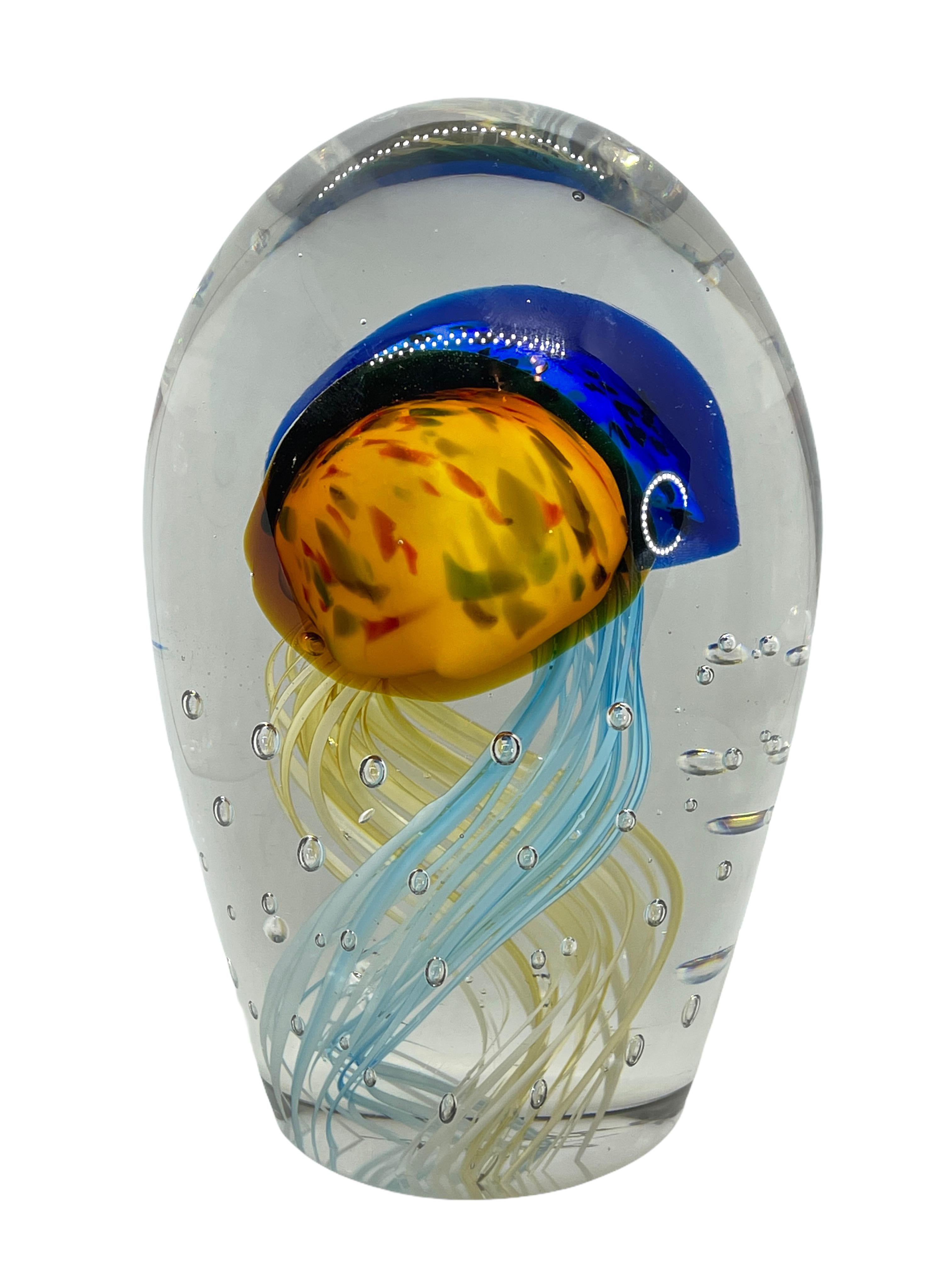 Modern Stunning Large Two Jelly Fish Murano Italian Art Glass Aquarium Rare Showpiece