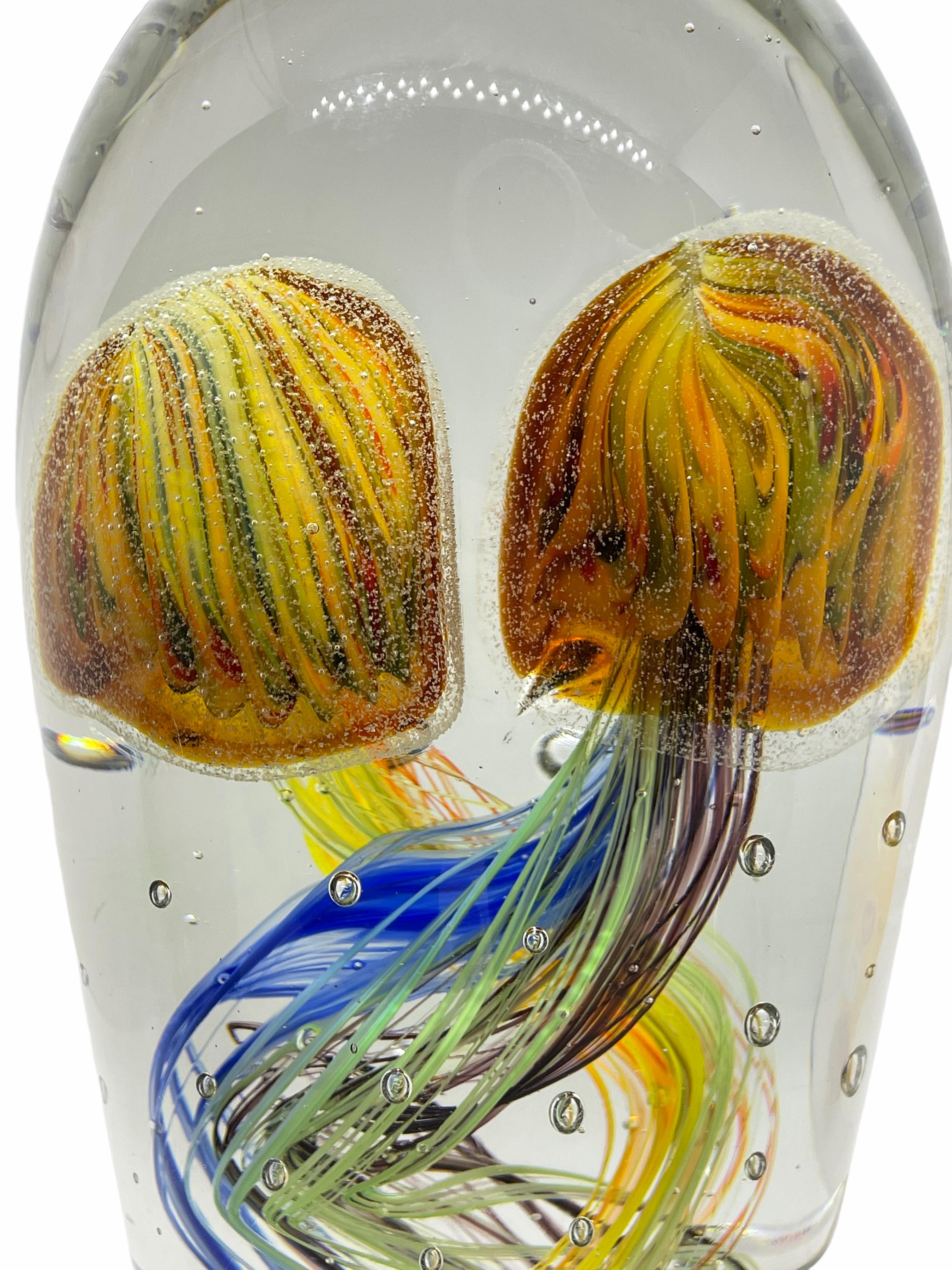 Stunning Large Two Jelly Fish Murano Italian Art Glass Aquarium Rare Showpiece In Good Condition In Nuernberg, DE