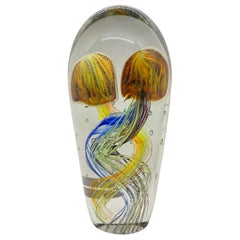 Stunning Large Two Jelly Fish Murano Italian Art Glass Aquarium Rare Showpiece