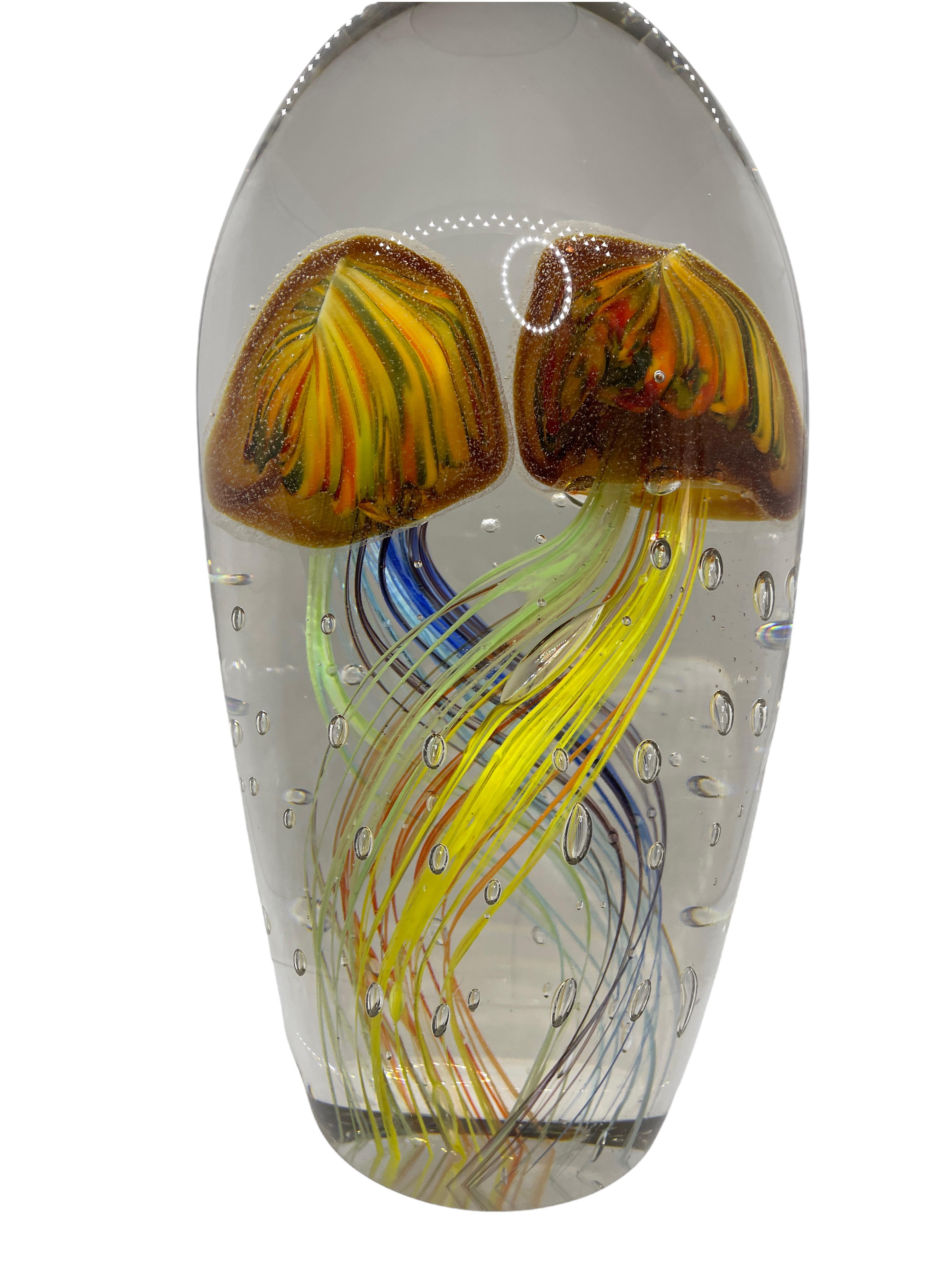 Modern Stunning Large Two Jellyfish Murano Italian Art Glass Aquarium Showpiece