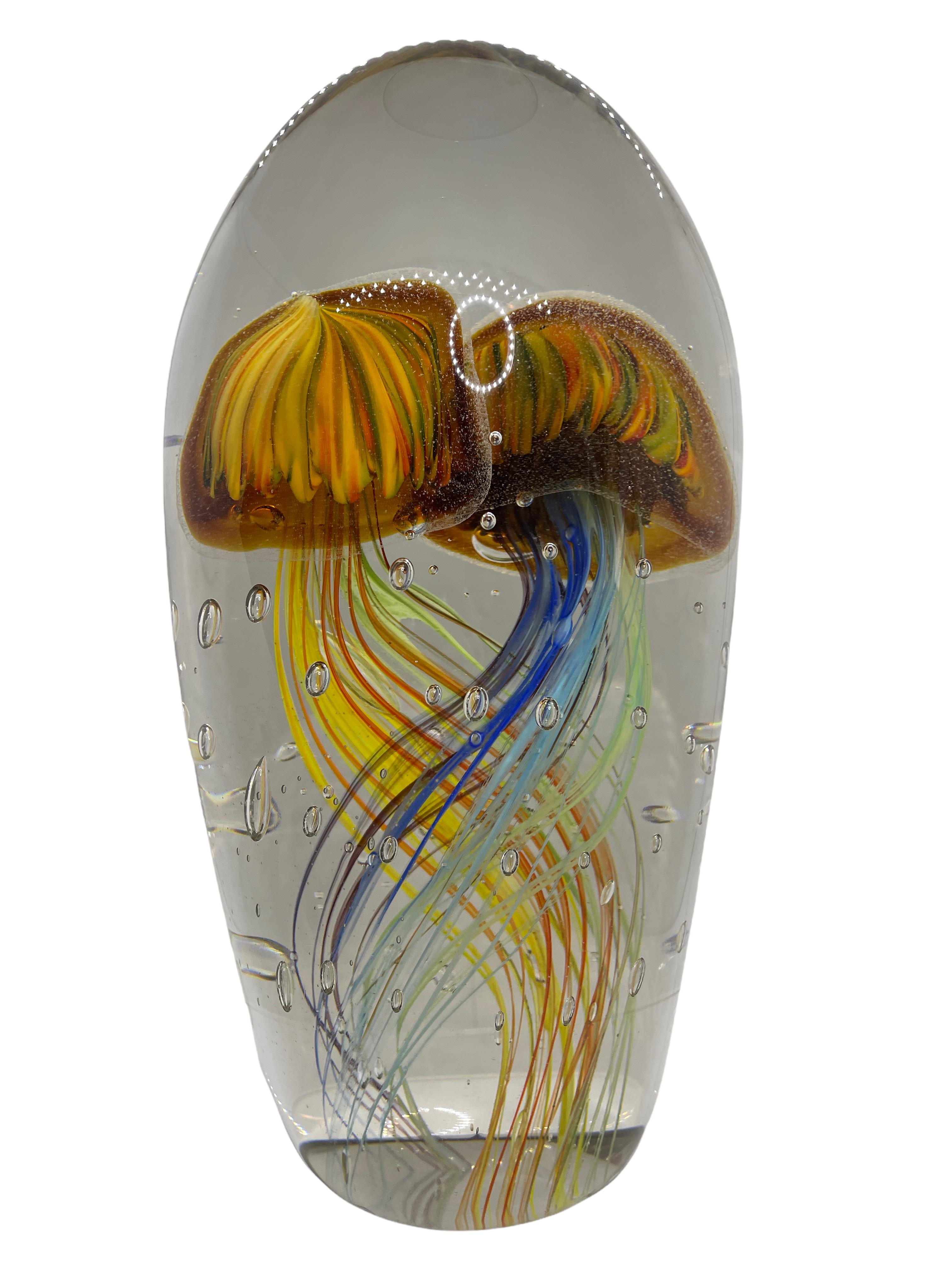 Stunning Large Two Jellyfish Murano Italian Art Glass Aquarium Showpiece In Good Condition In Nuernberg, DE