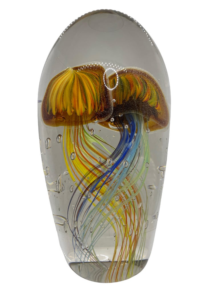Stunning Large Two Jellyfish Murano Italian Art Glass Aquarium Showpiece For Sale 1
