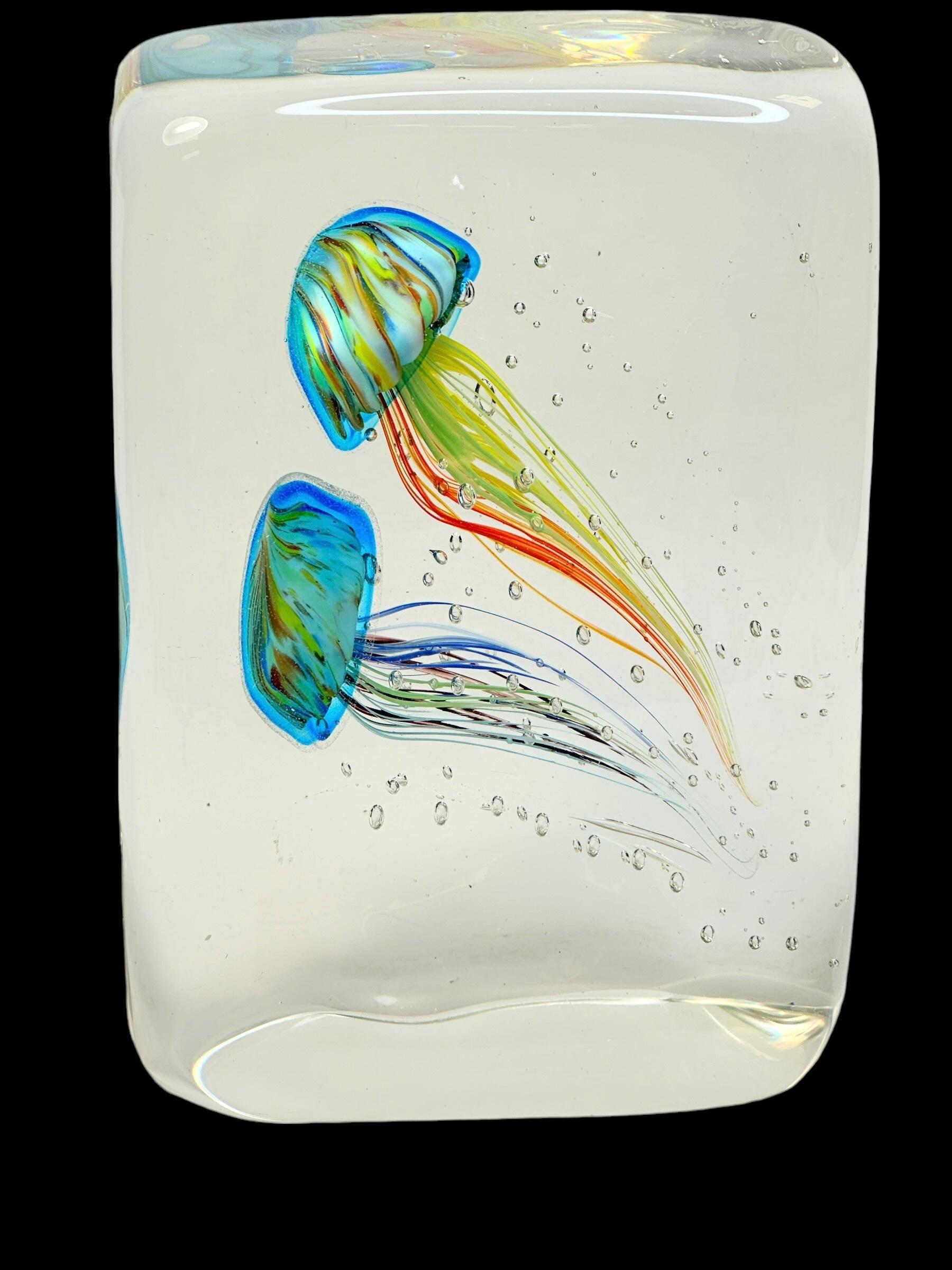 Stunning Large Two Jelly Fish Murano Italian Art Glass Aquarium, signed For Sale 8