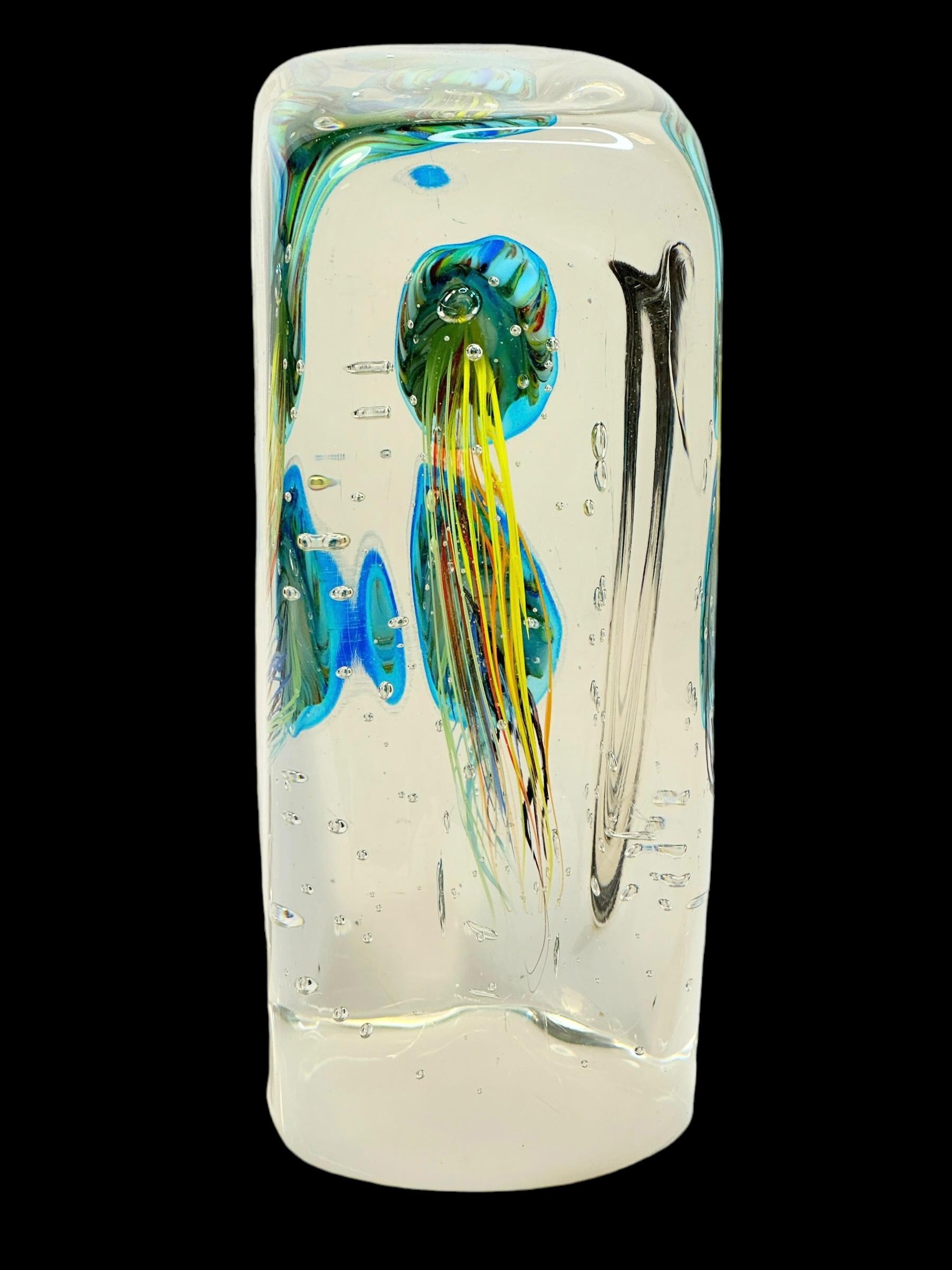 Stunning Large Two Jelly Fish Murano Italian Art Glass Aquarium, signed For Sale 12