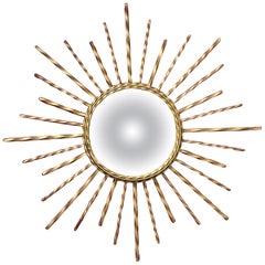 Stunning Large Vallauris Style Starburst Sunburst Convex Mirror Wall Lamp 1950s