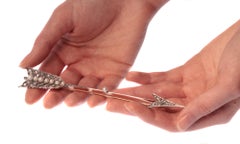 Stunning Large Victorian Diamond and Pearl Arrow Bar Brooch, 1870s