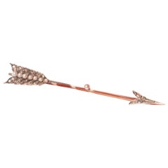 Stunning Large Victorian Diamond and Pearl Arrow Bar Brooch, 1870s